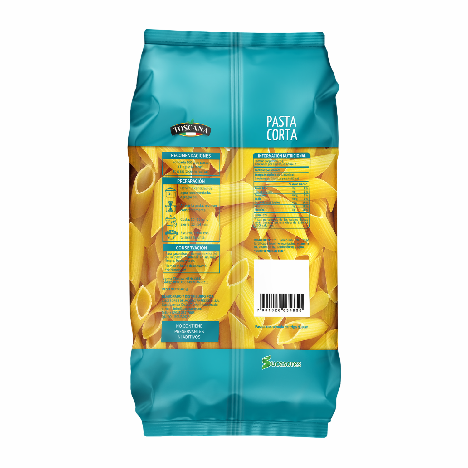 Fideo Pluma Grande TOSCANA 400 G
