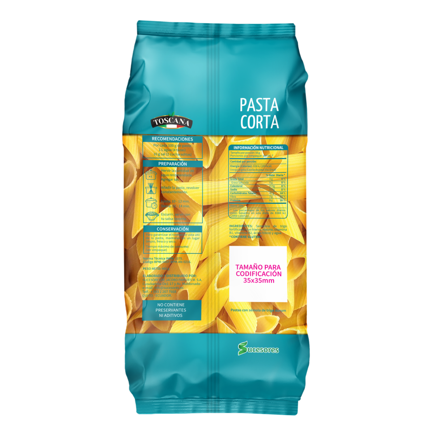 Fideo Pluma Grande TOSCANA 400 G