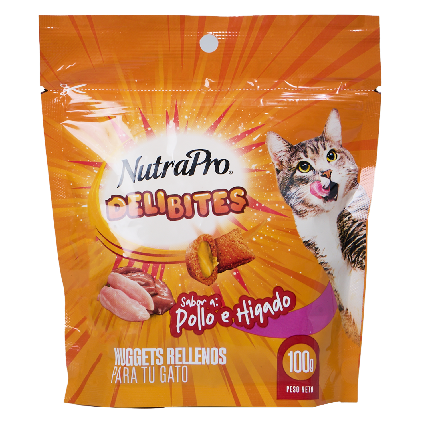 Snack Para Gatos Nuggets Rellenos Sabor Pollo E Hígado NUTRAPRO 100 G
