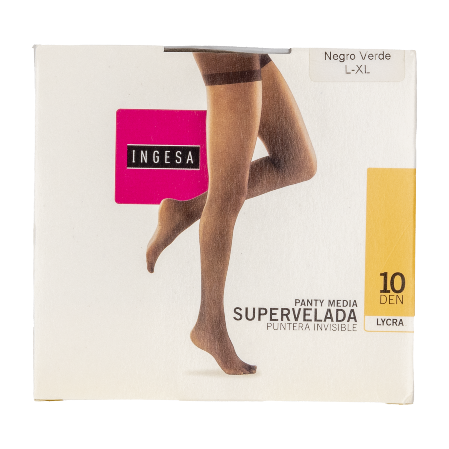 Panty Media Lycra Puntera Invisible Negro Verde 20 Den INGESA