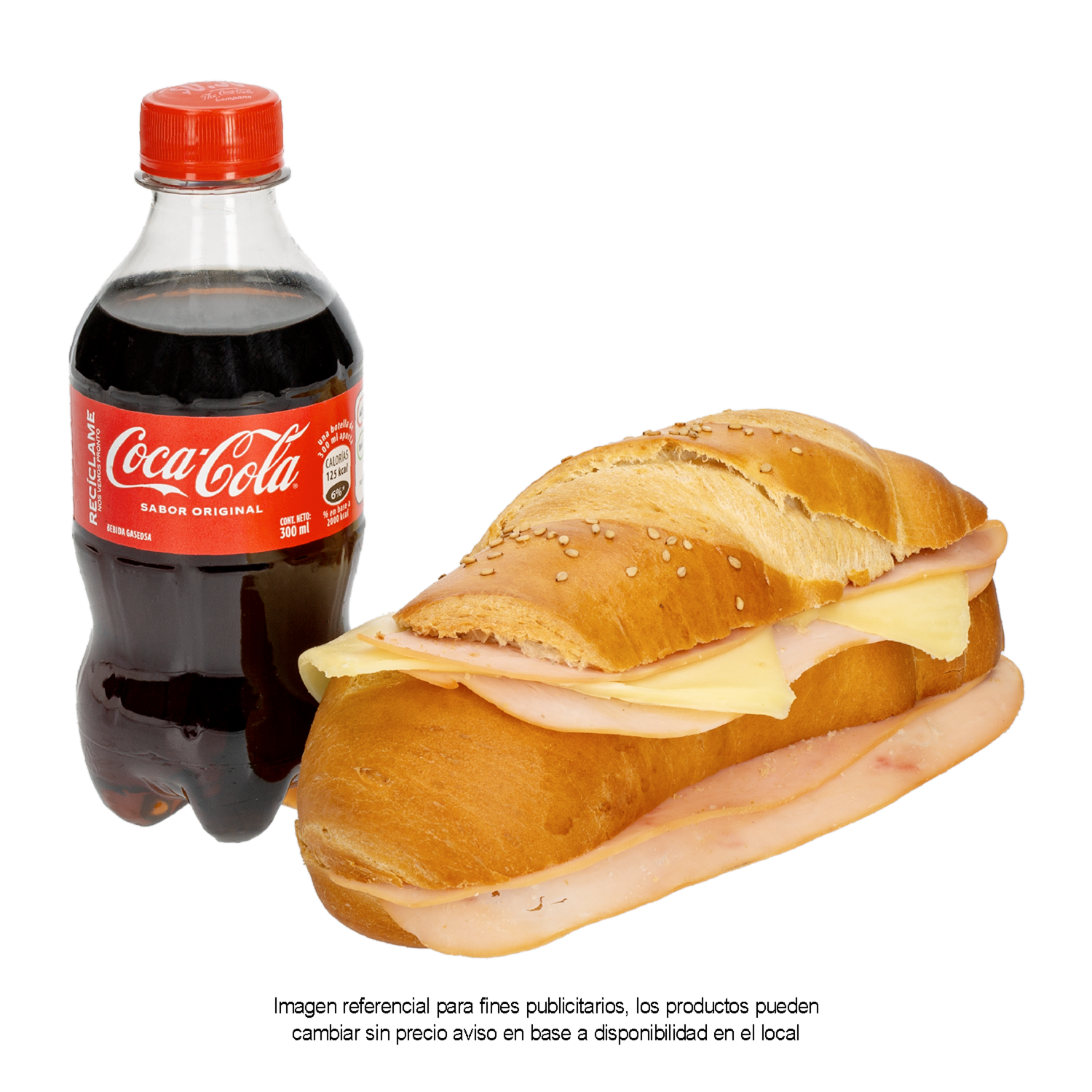 Combo Sándwich Jamón De Pavo Y Queso + Bebida Gaseosa 250 Ml CF COMIDA PREPARADA Pack