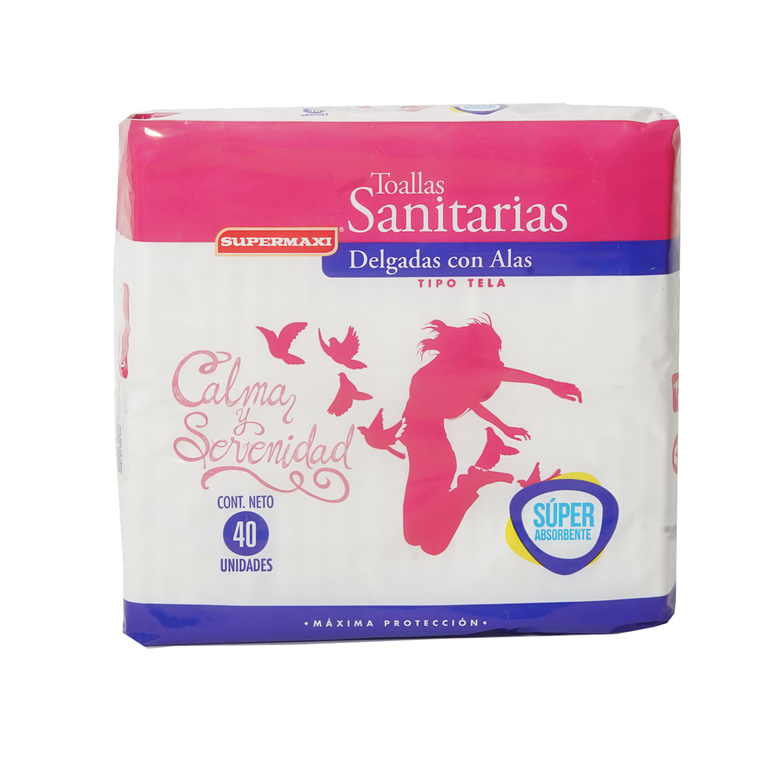 Toallas Sanitarias Delgadas Con Alas SUPERMAXI 40 Unidades