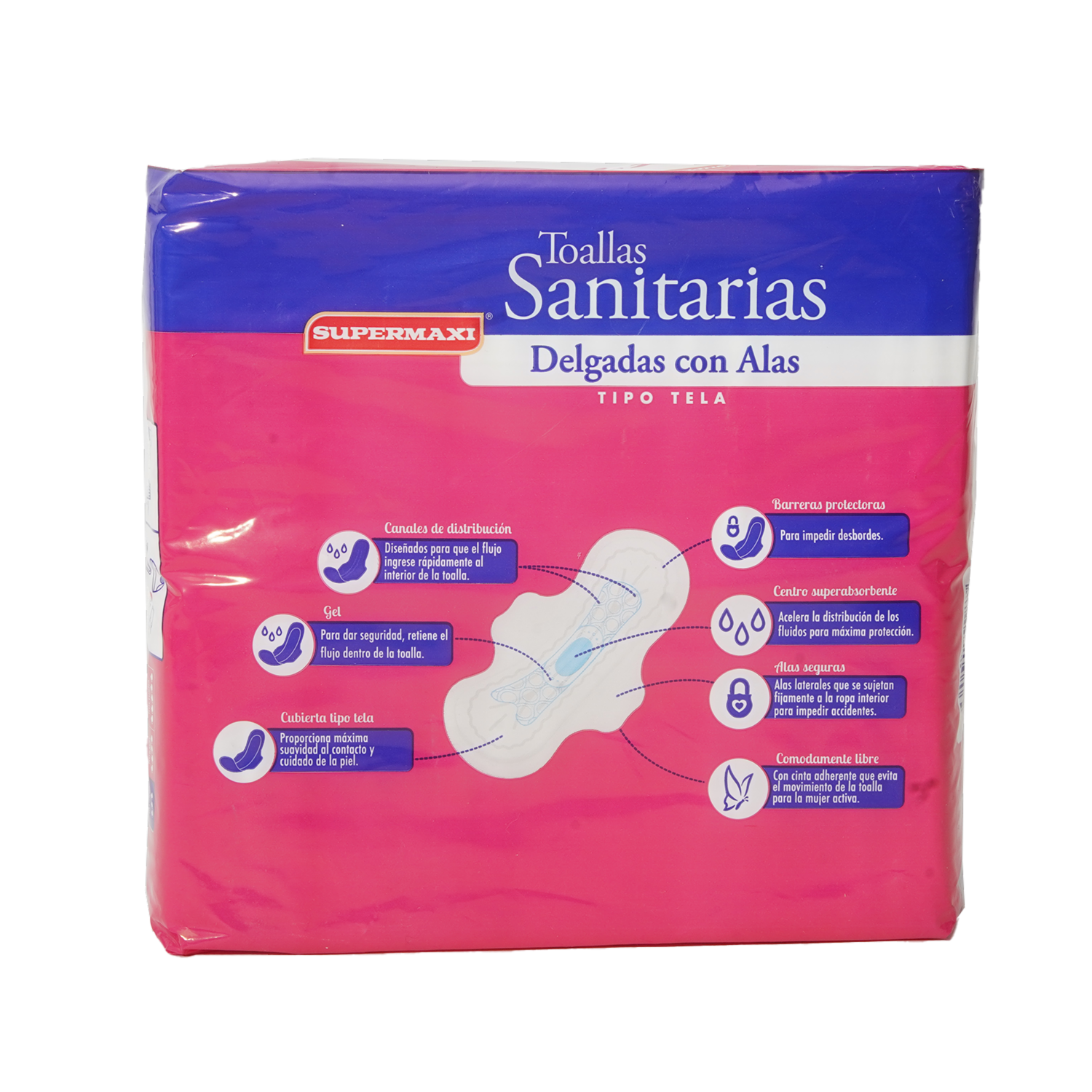 Toallas Sanitarias Delgadas Con Alas SUPERMAXI 40 Unidades