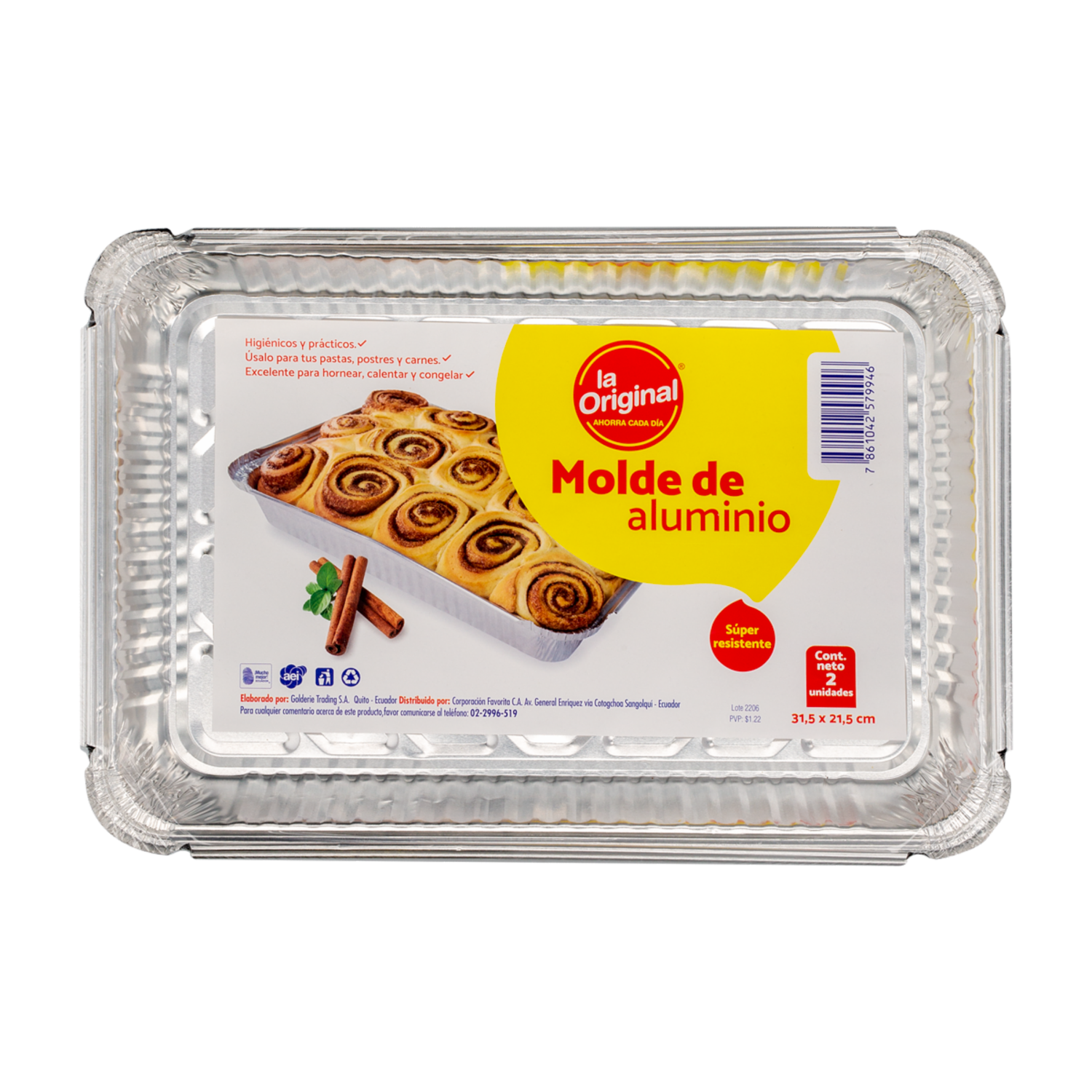 Molde De Aluminio Mediano LA ORIGINAL 2 Uds