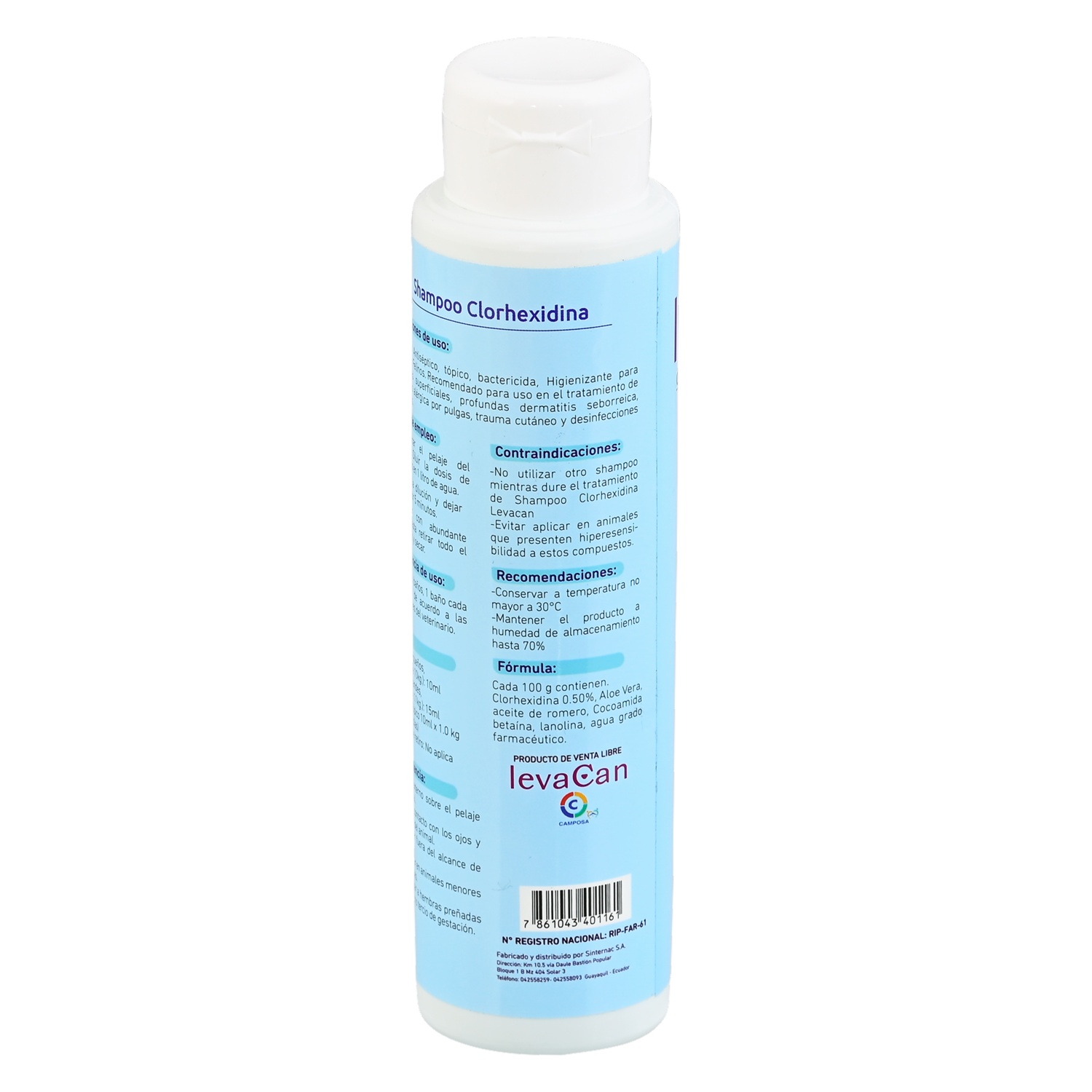 Shampoo Para Mascota De Clorhexidina LEVACAN 200 Ml
