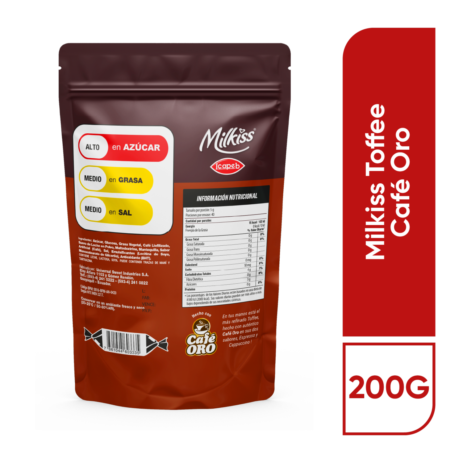 Caramelos Toffee De Café Espresso Y Cappuccino MILKISS 200 G