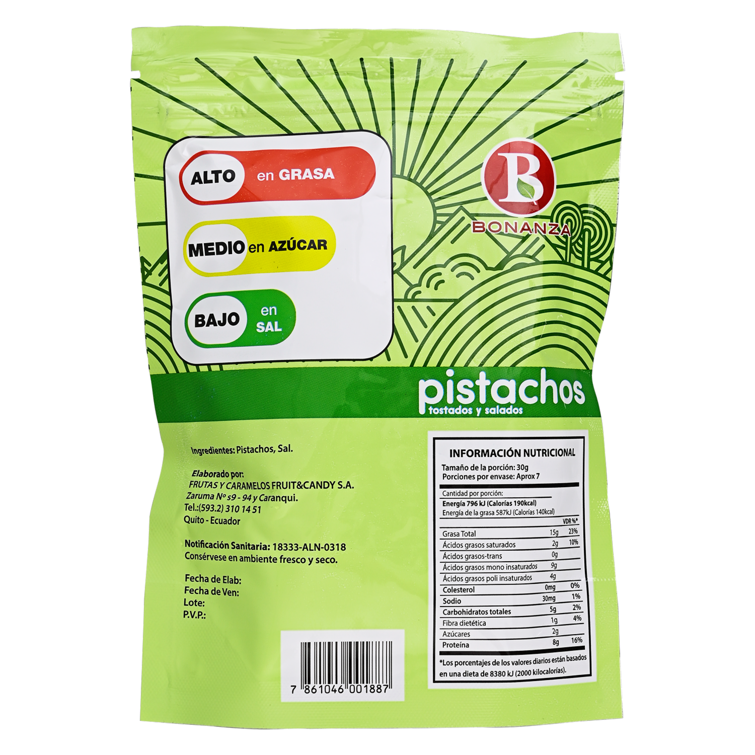 Pistachos Empacados BONANZA 200 G