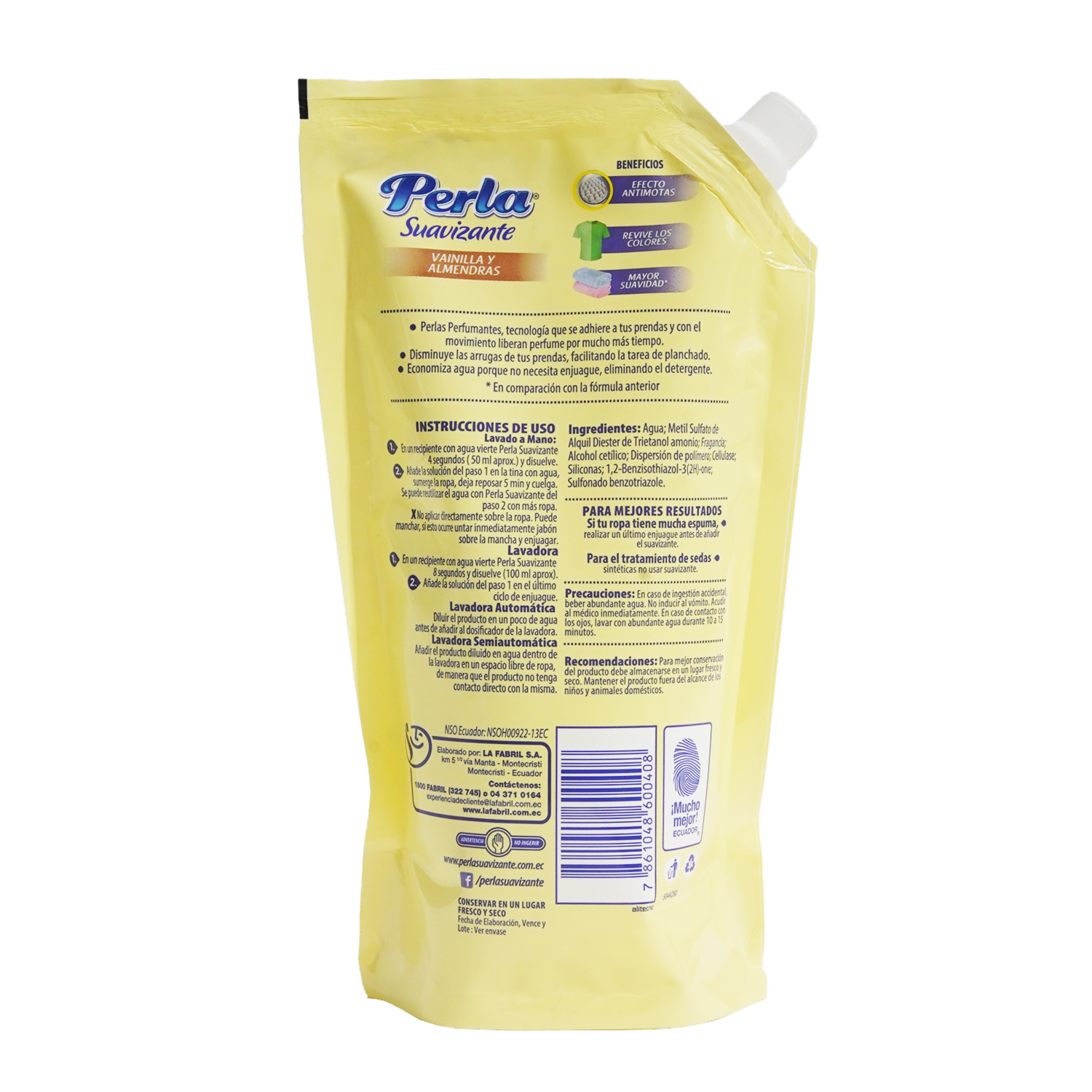 Suavizante De Ropa Soft Vainilla PERLA Doypack 400 Ml