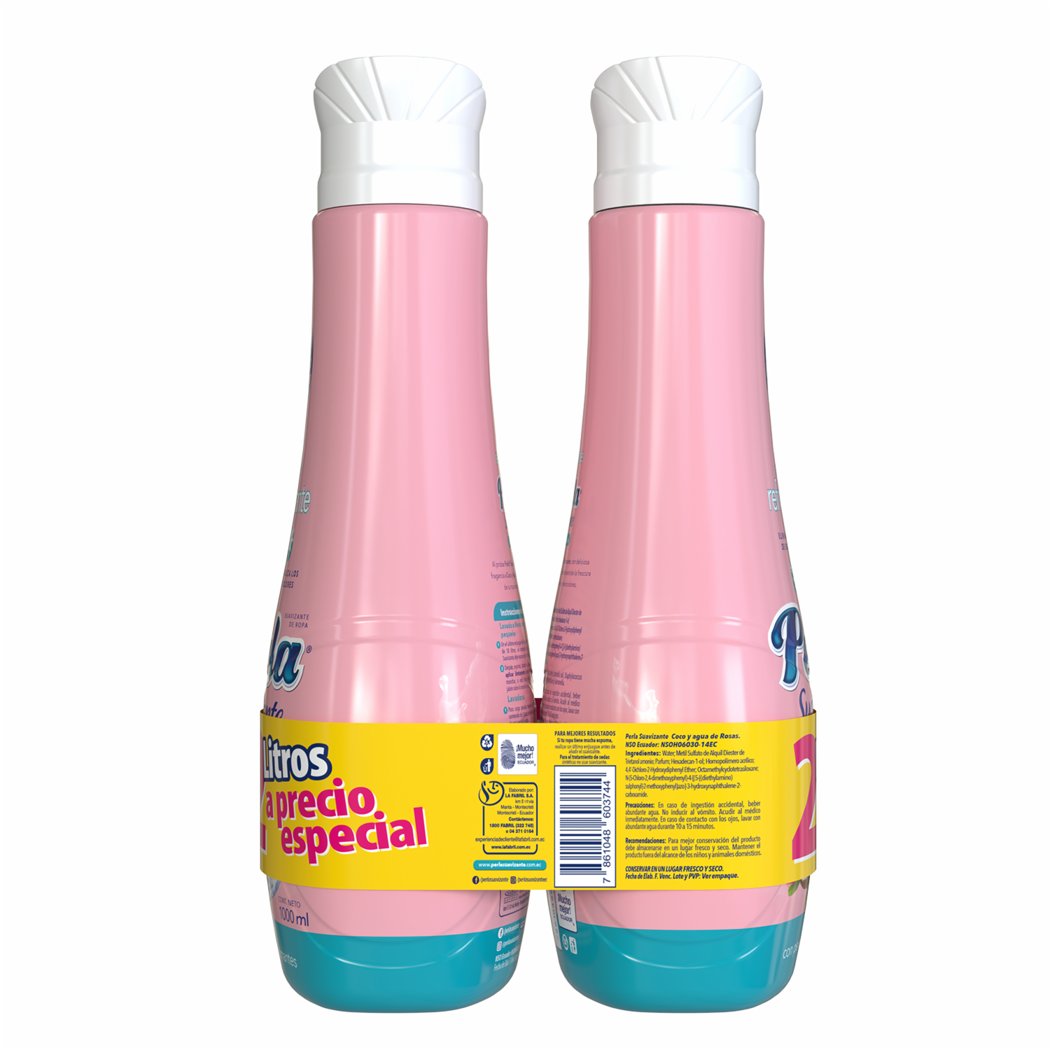 Suavizante De Ropa Coco Y Agua De Rosas Bipack PERLA 2000 Ml
