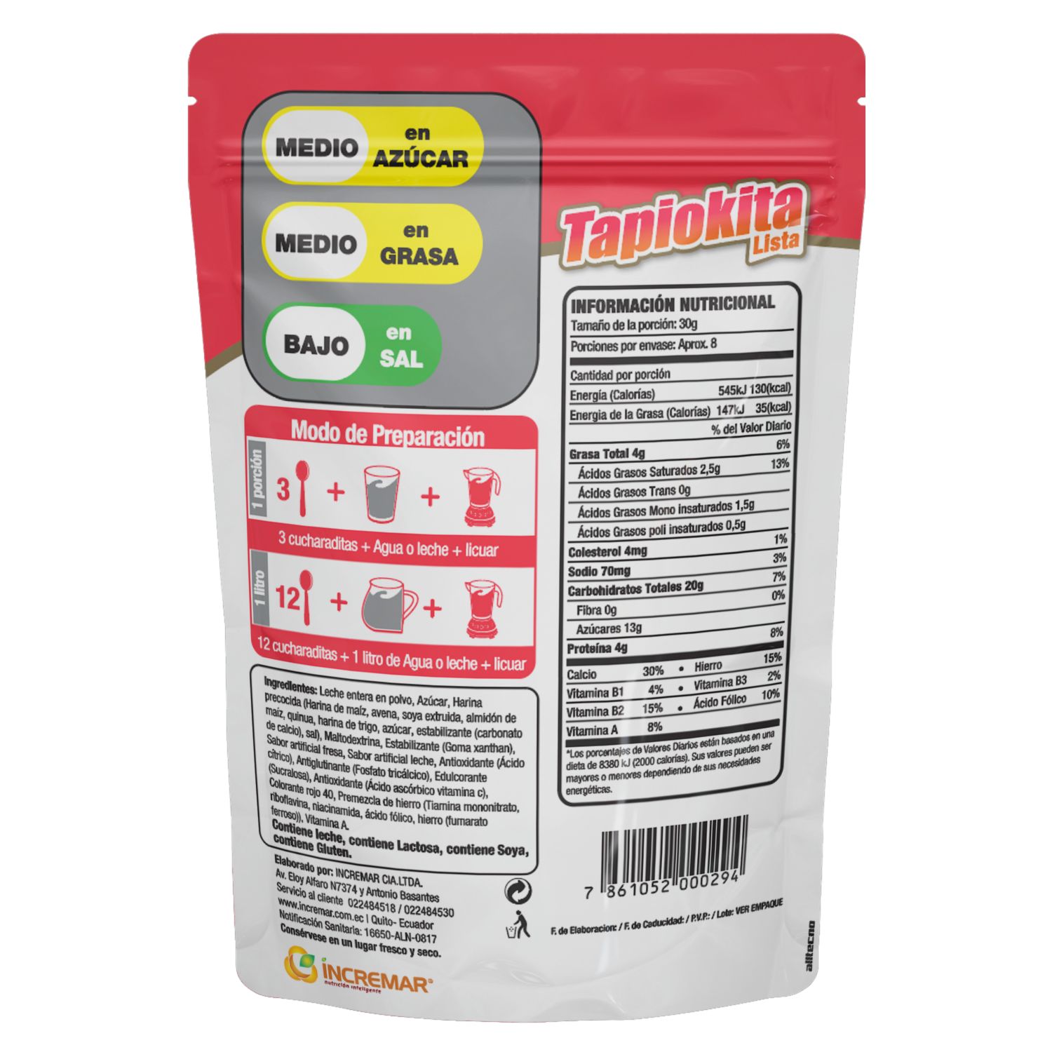 Bebida Multicereal Instantánea Sabor Fresa TAPIOKITA 250 G