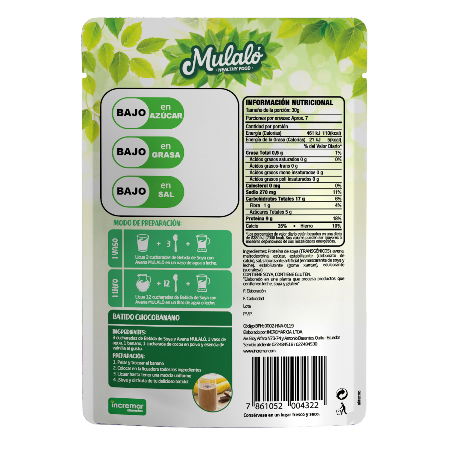 Bebida De Soya Con Avena Sabor Natural MULALÓ 200 G