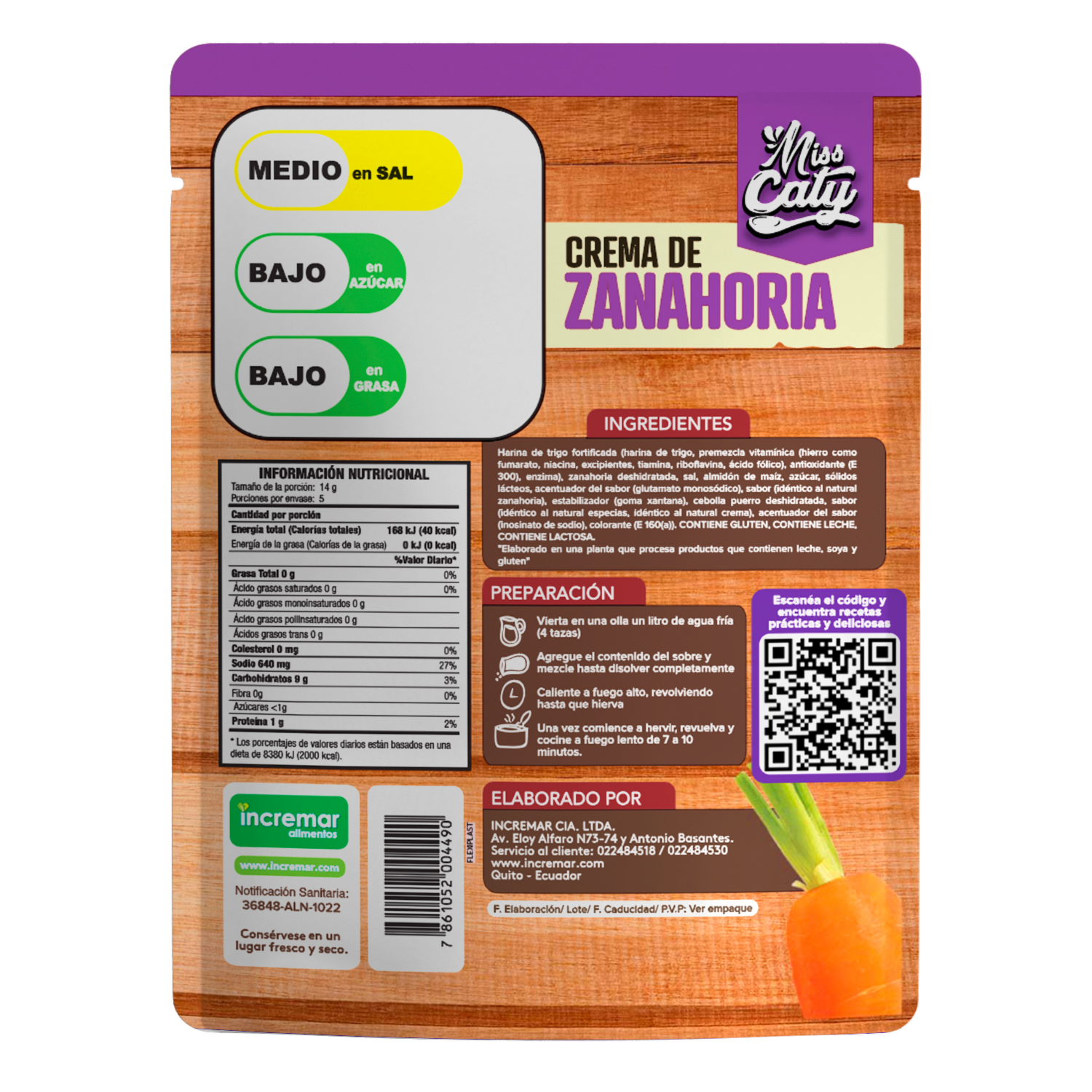 Crema Instantánea De Zanahoria MISS CATY 70 G