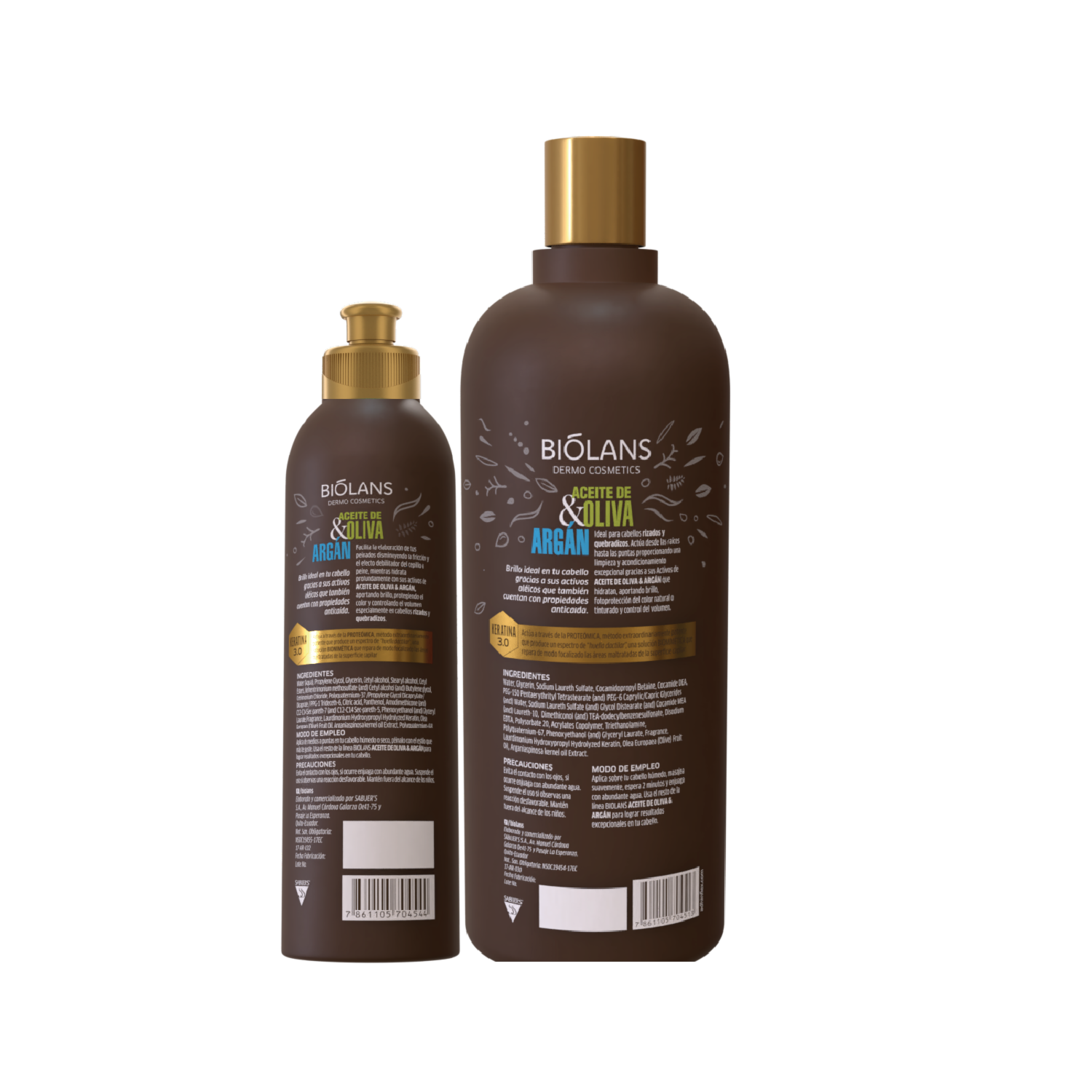 Kit Capilar Shampoo Aceite de Oliva & Argán + Crema Para Peinar BIÓLANS 750 Ml + 250 Ml