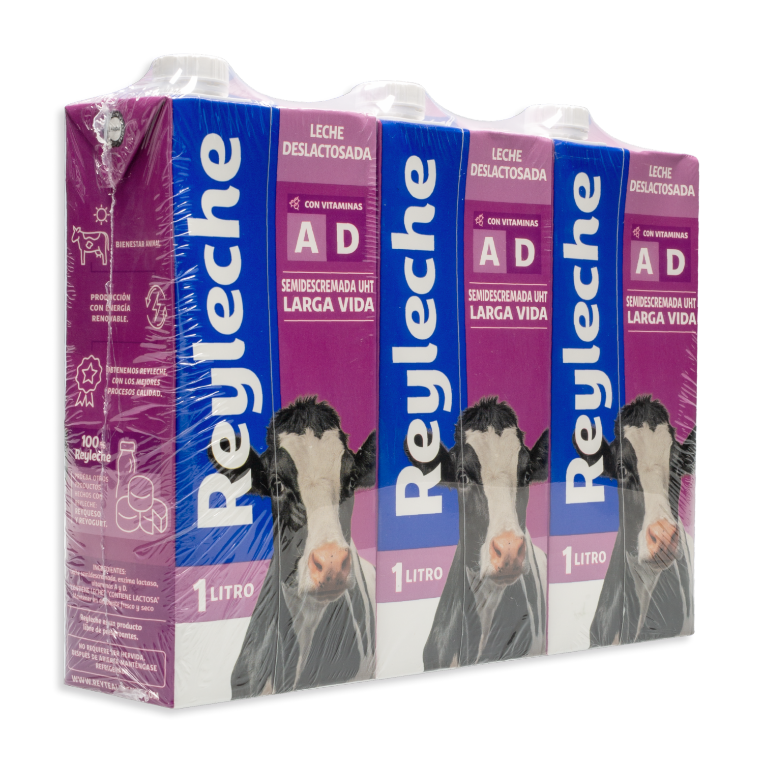 Leche Deslactosada Larga Vida Uht REY LECHE Tetrapack 3 X 1 Litro