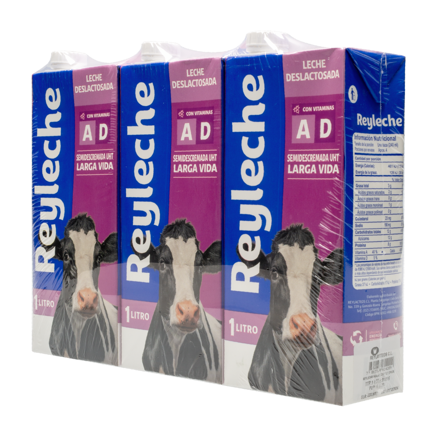 Leche Deslactosada Larga Vida Uht REY LECHE Tetrapack 3 X 1 Litro