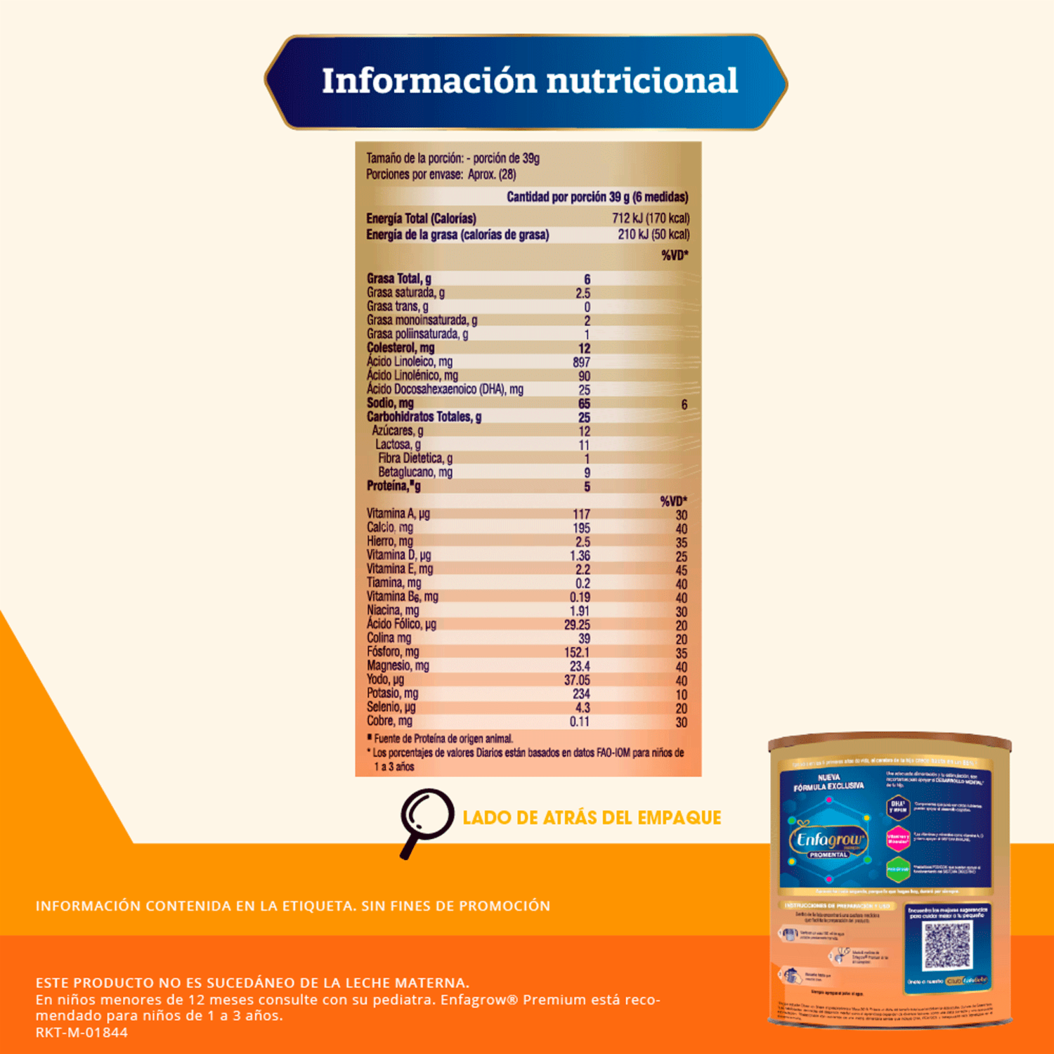 Leche Infantil Tercera Etapa Premium Promental ENFAGROW 800 G