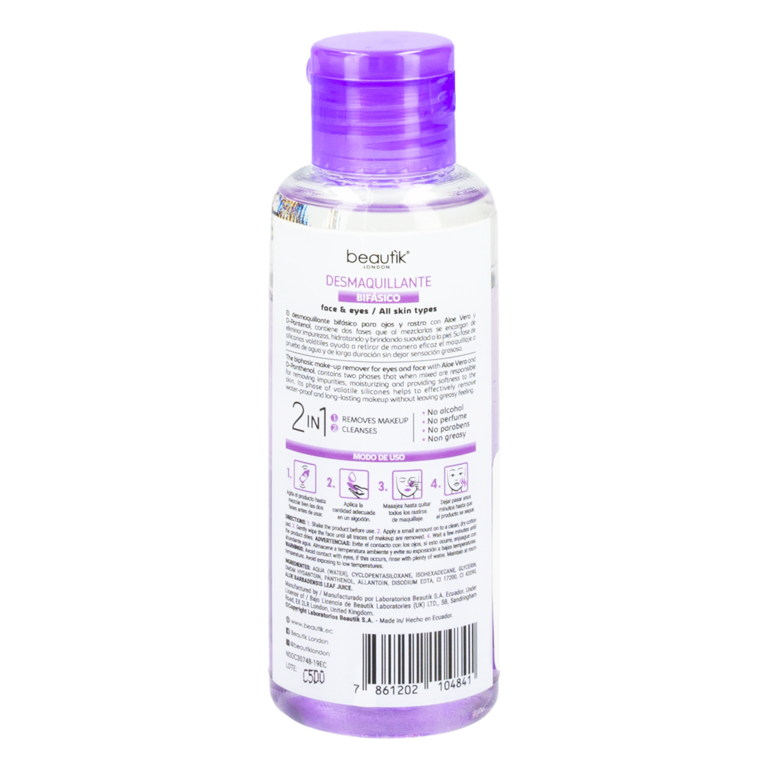 Desmaquillante Bifásico 2 En 1 BEAUTÌK LONDON 120 Ml