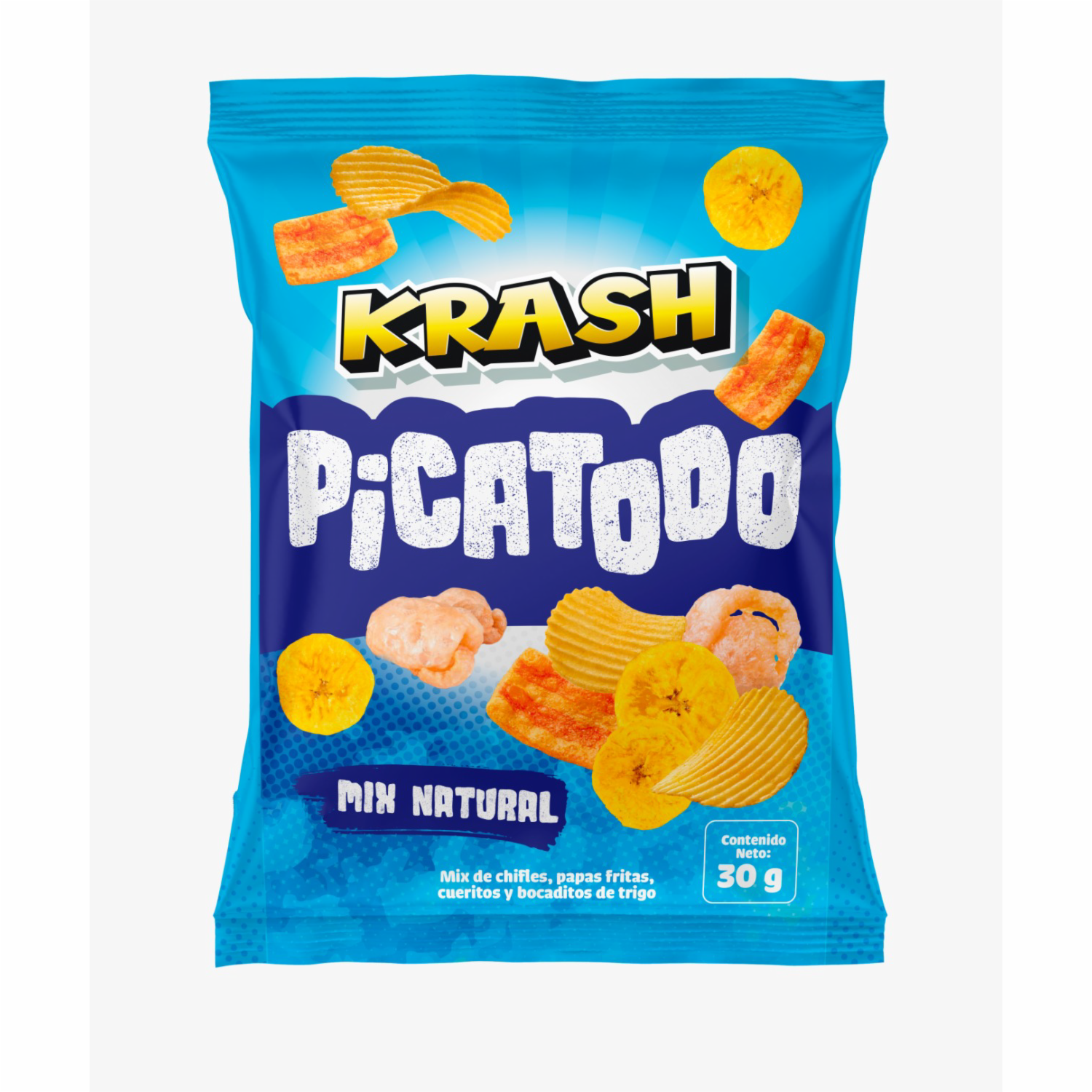 Picatodo Mix Natural De Chifles, Papas Fritas, Cueritos Y Bocaditos De Trigo KRASH 30 G