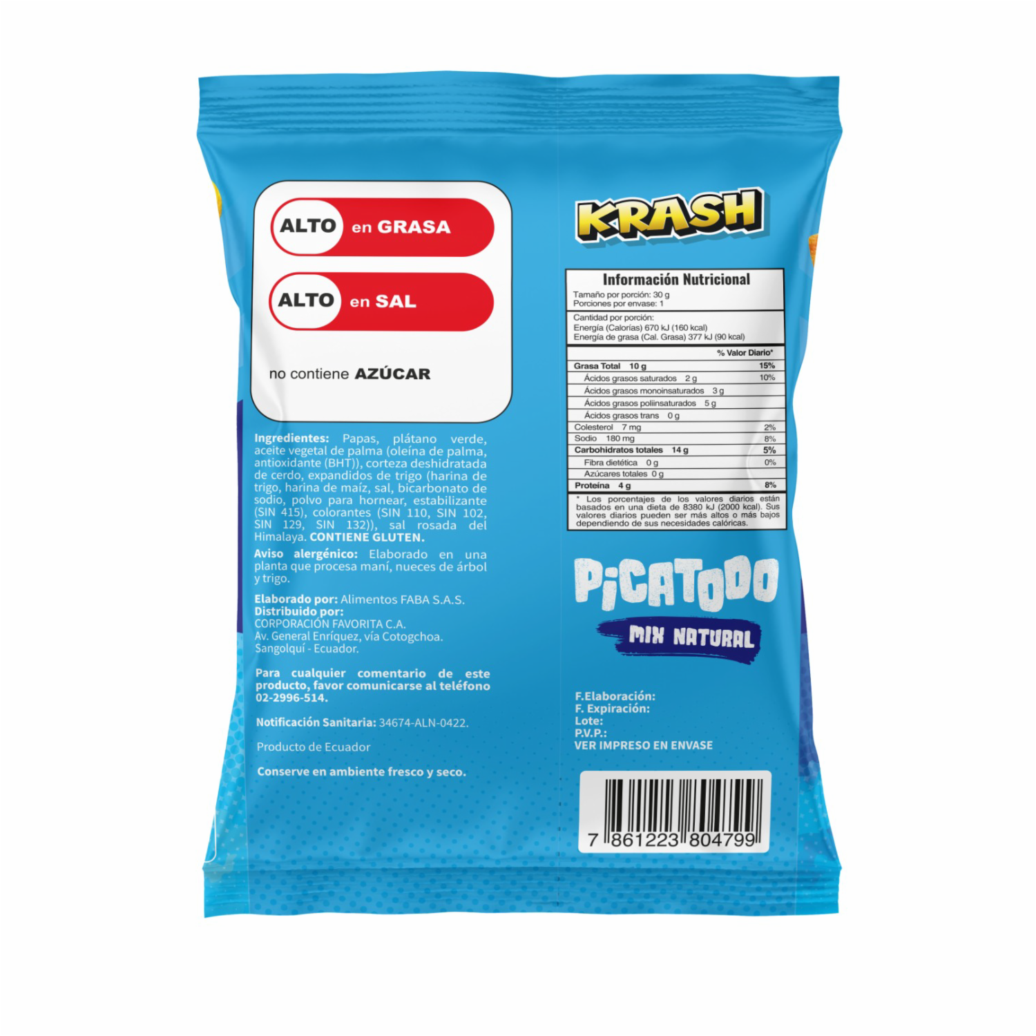 Picatodo Mix Natural De Chifles, Papas Fritas, Cueritos Y Bocaditos De Trigo KRASH 30 G