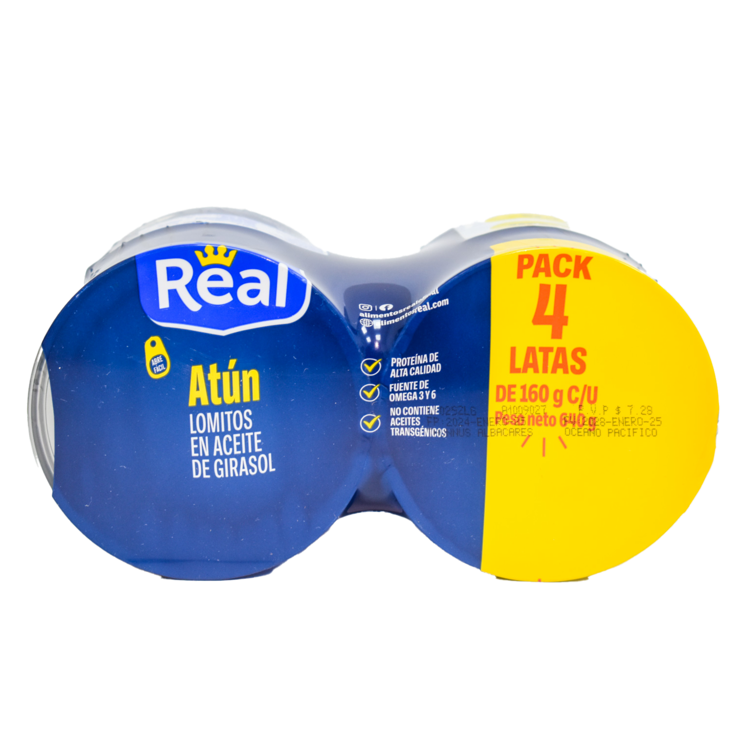 Atún Lomitos En Aceite De Girasol REAL 4 X 160 G