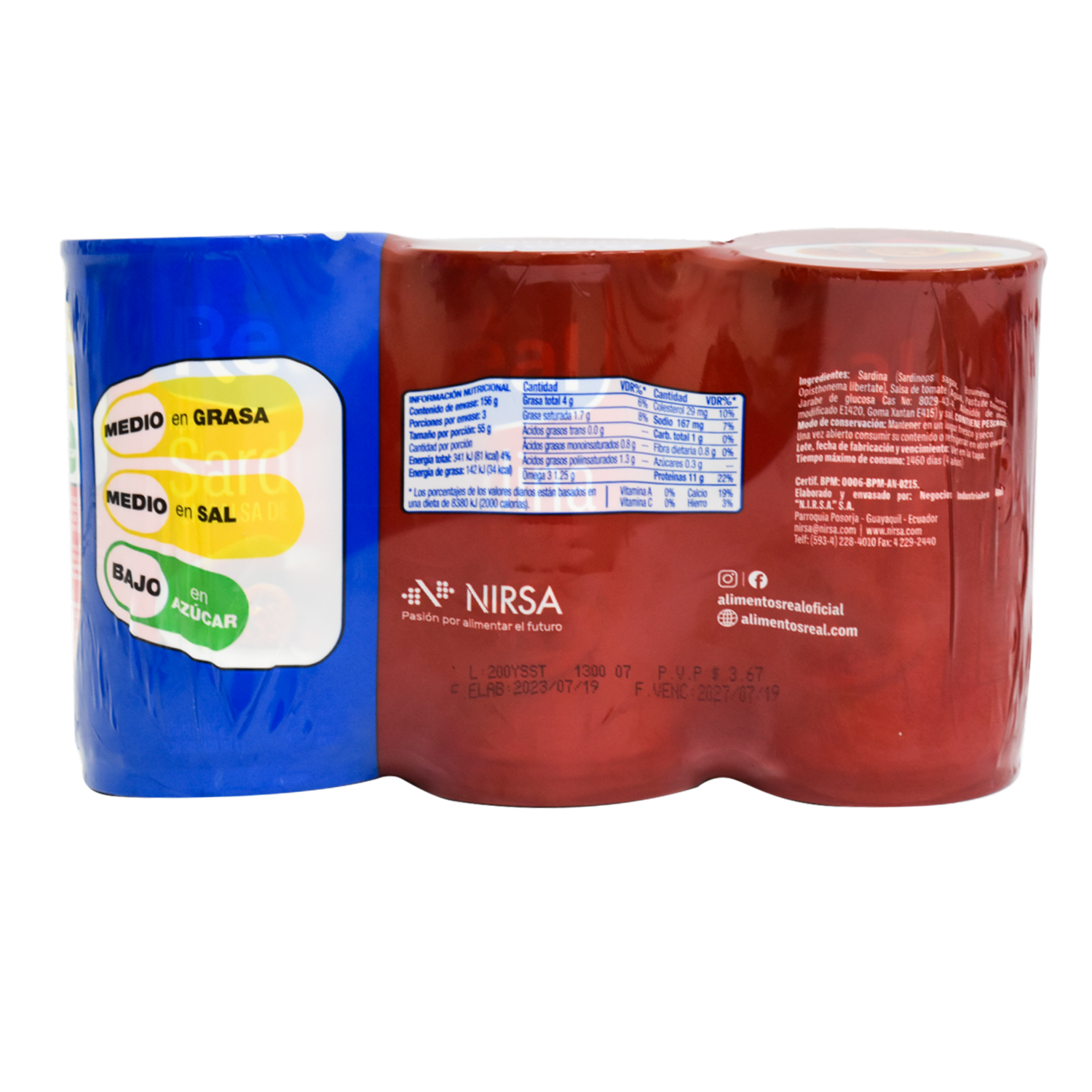 Sardina En Salsa De Tomate REAL 3 X 156 G