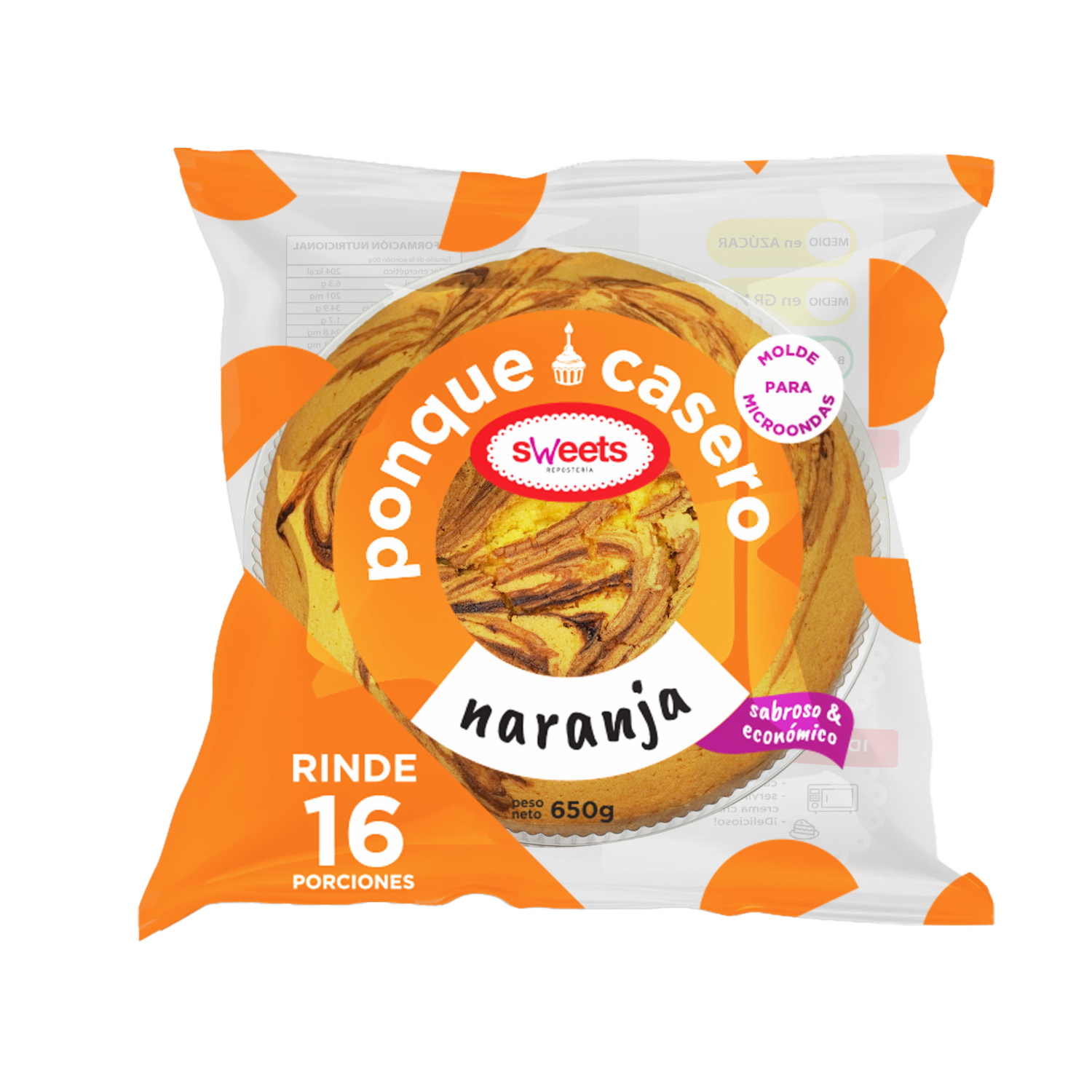 Ponqué Casero Naranja Mediano SWEETS 650 G