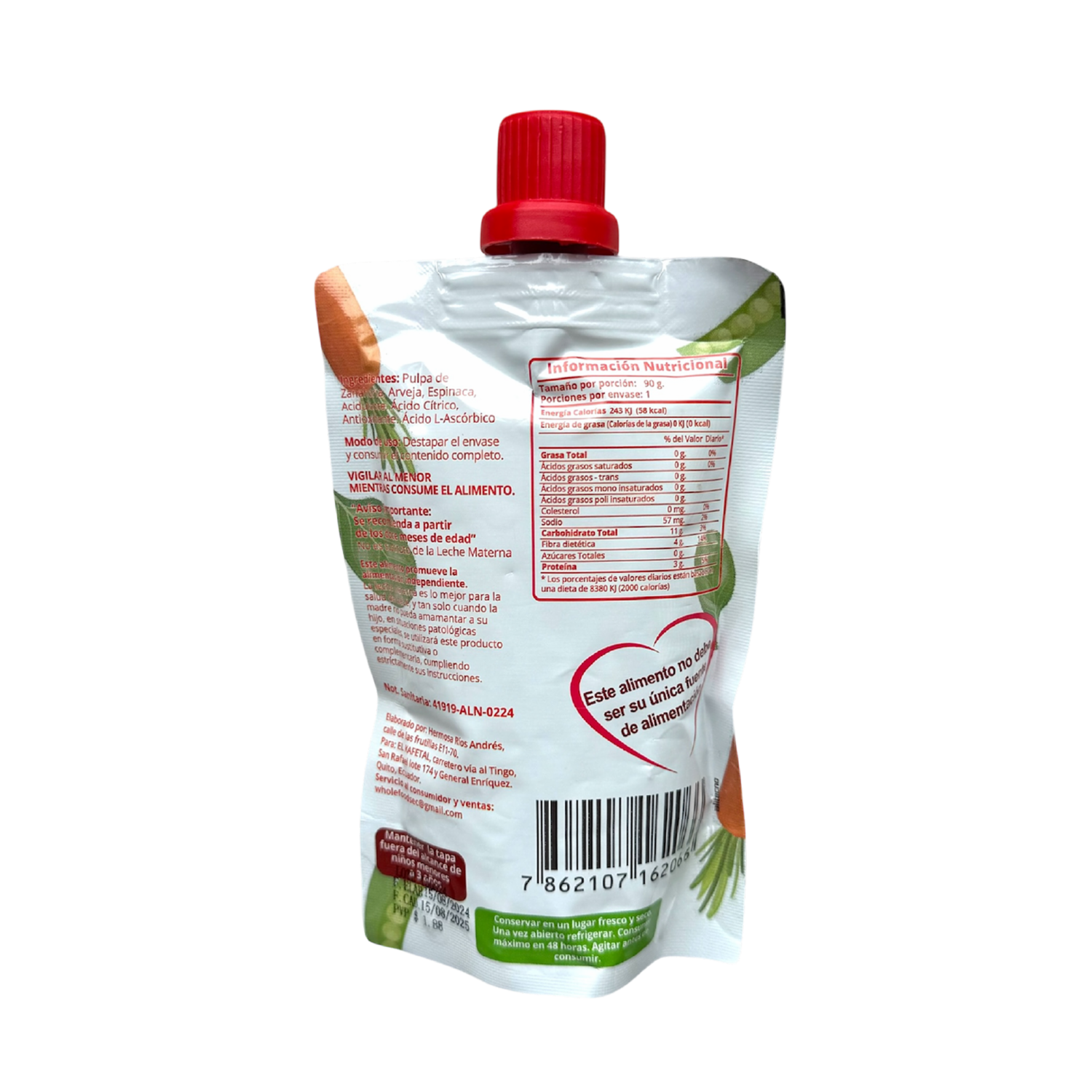 Compota De Zanahoria Arveja Espinacas YUMMY BABY 90 G