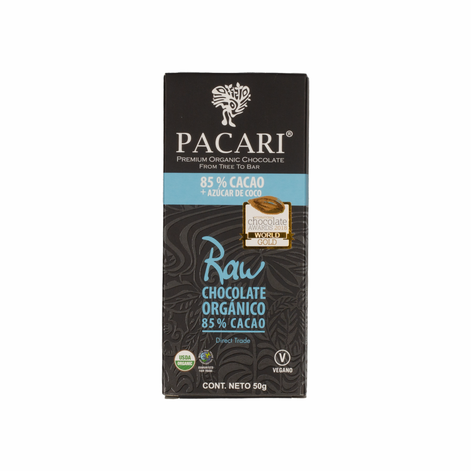 Chocolate Orgánico Raw 0,85 Sin Leche PACCARI Tableta