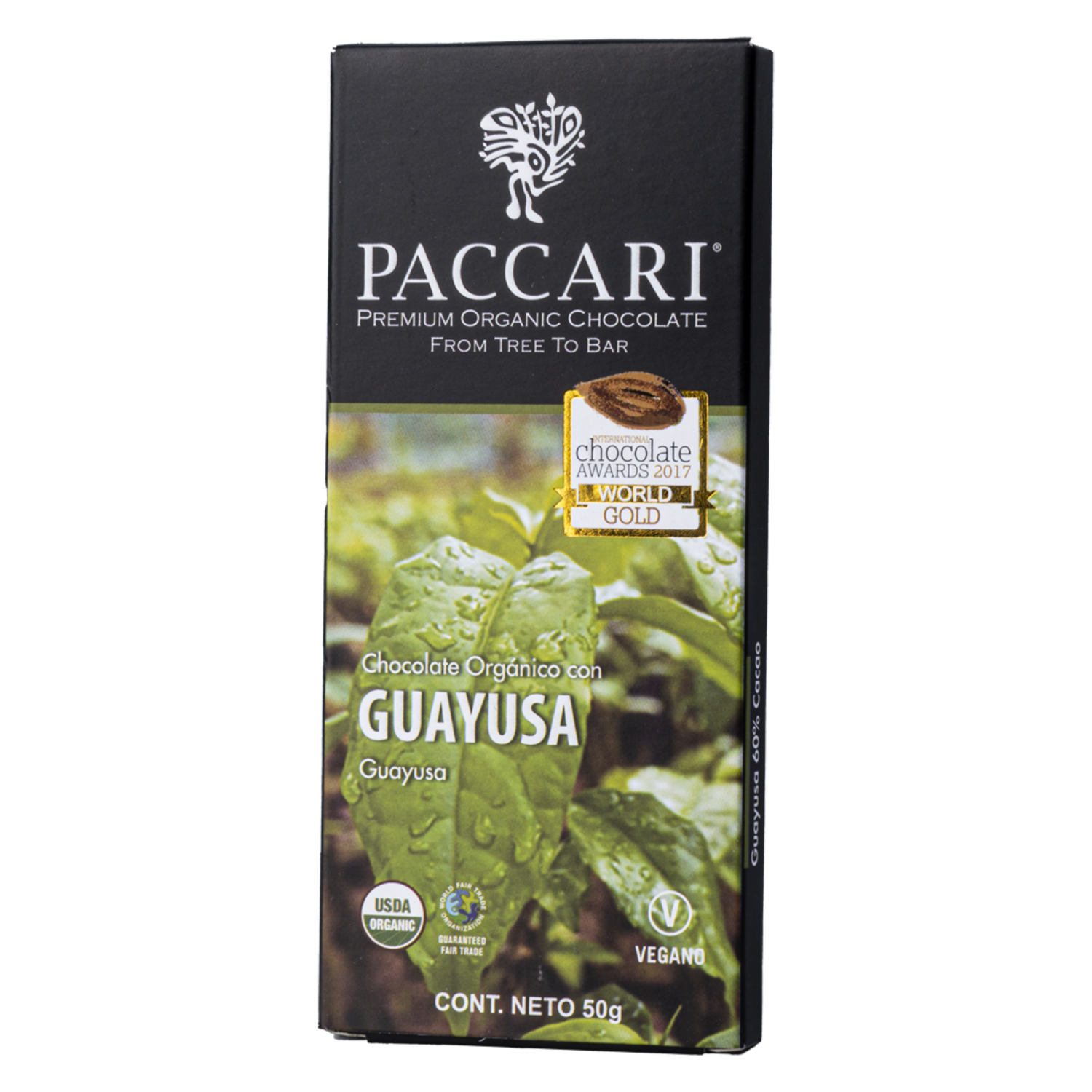 Chocolate Con Guayusa Orgánico PACCARI Tableta