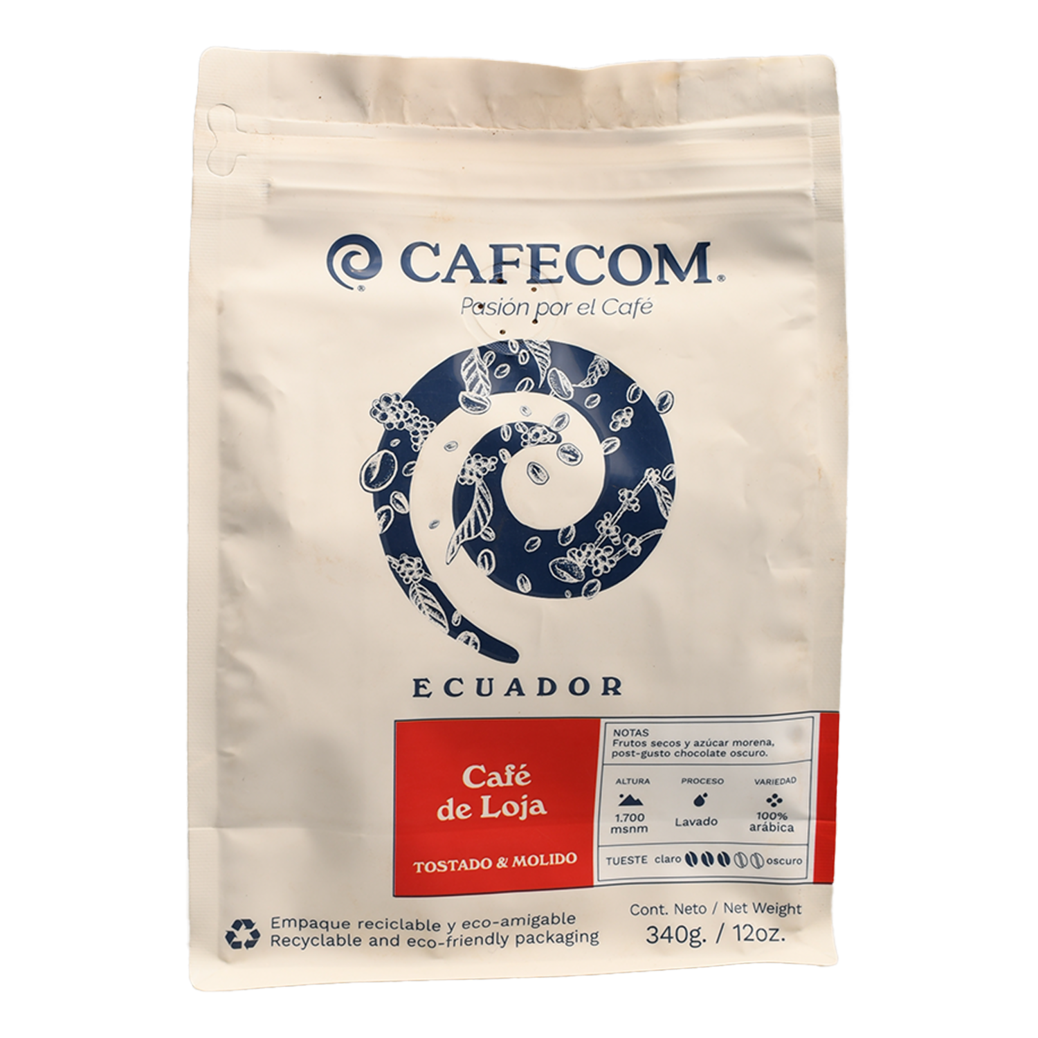 Café Tostado Y Molido De Loja Descafeinado Premium Para Pasar CAFECOM 340 G