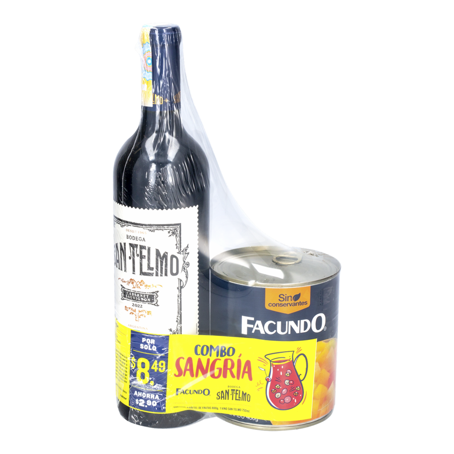 Vino Tinto San Telmo 750 Ml + Coctel Frutas Facundo FACUNDO 750 Ml + 800 G