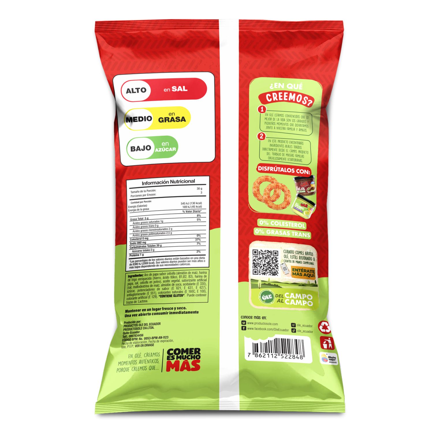 Aritos De Cebolla Sabor A Chile Y Limón OLÉ 100 G
