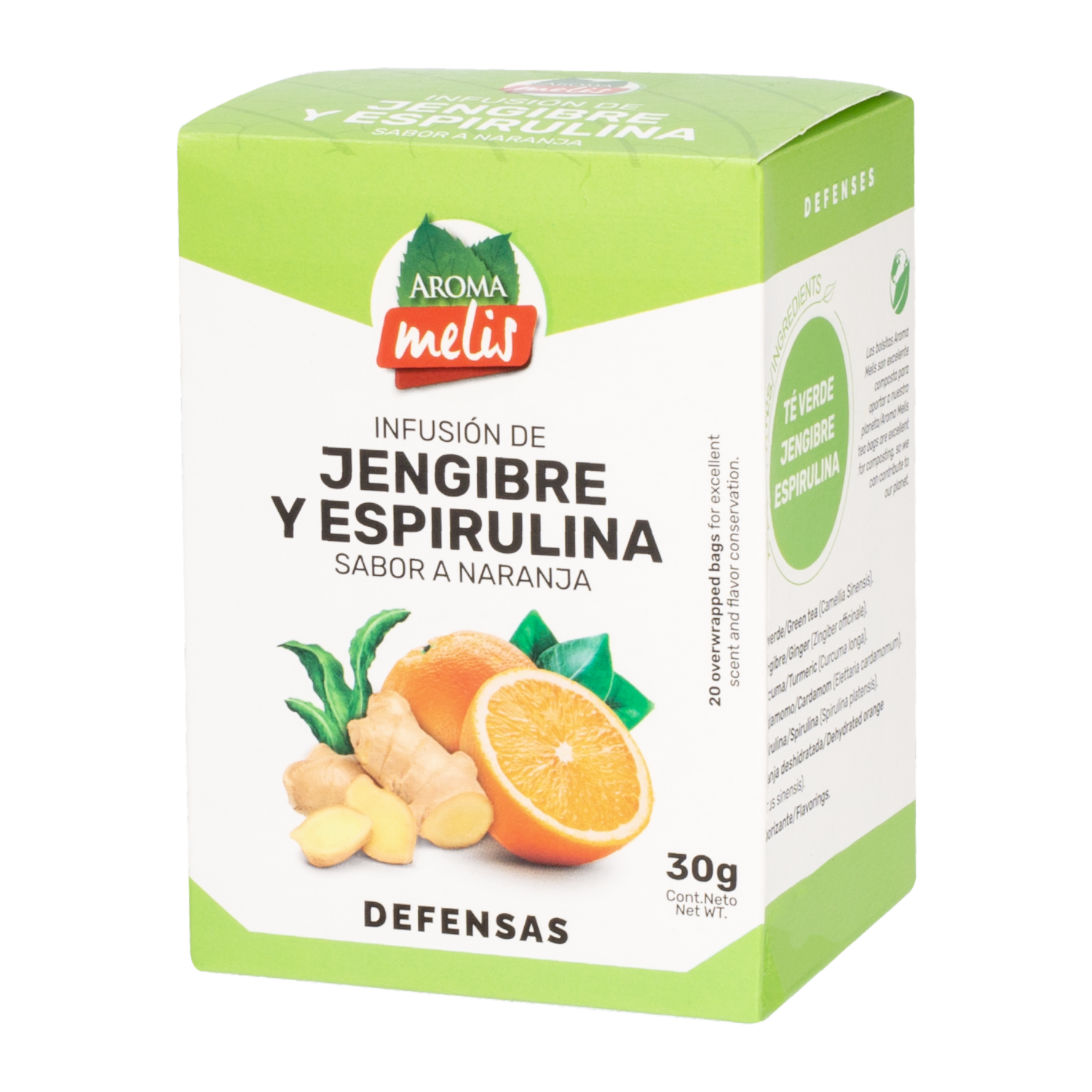 Infusión De Jengibre Y Espirulina Sabor A Naranja AROMA MELIS 30 G