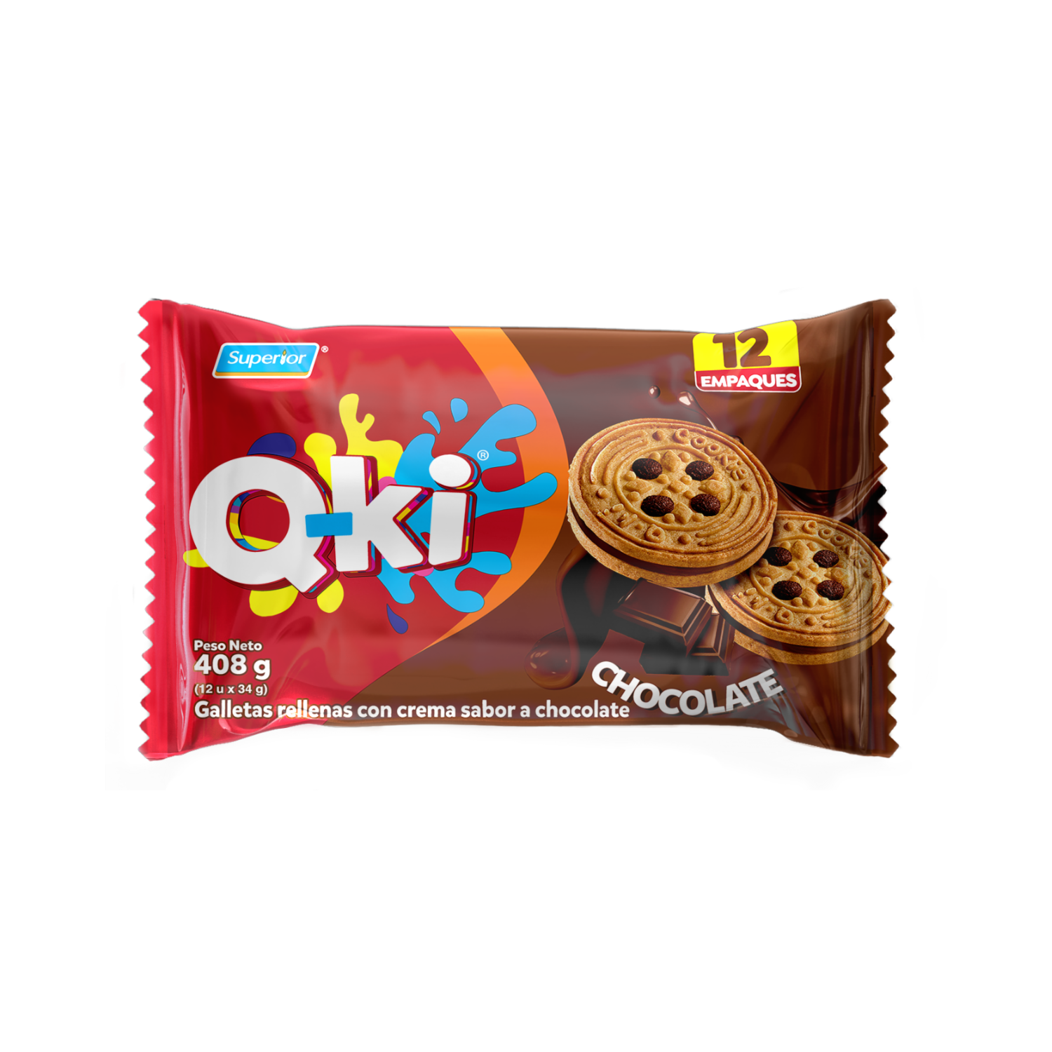 Galletas Dulces Con Crema Sabor A Chocolate Q-KI 408  G