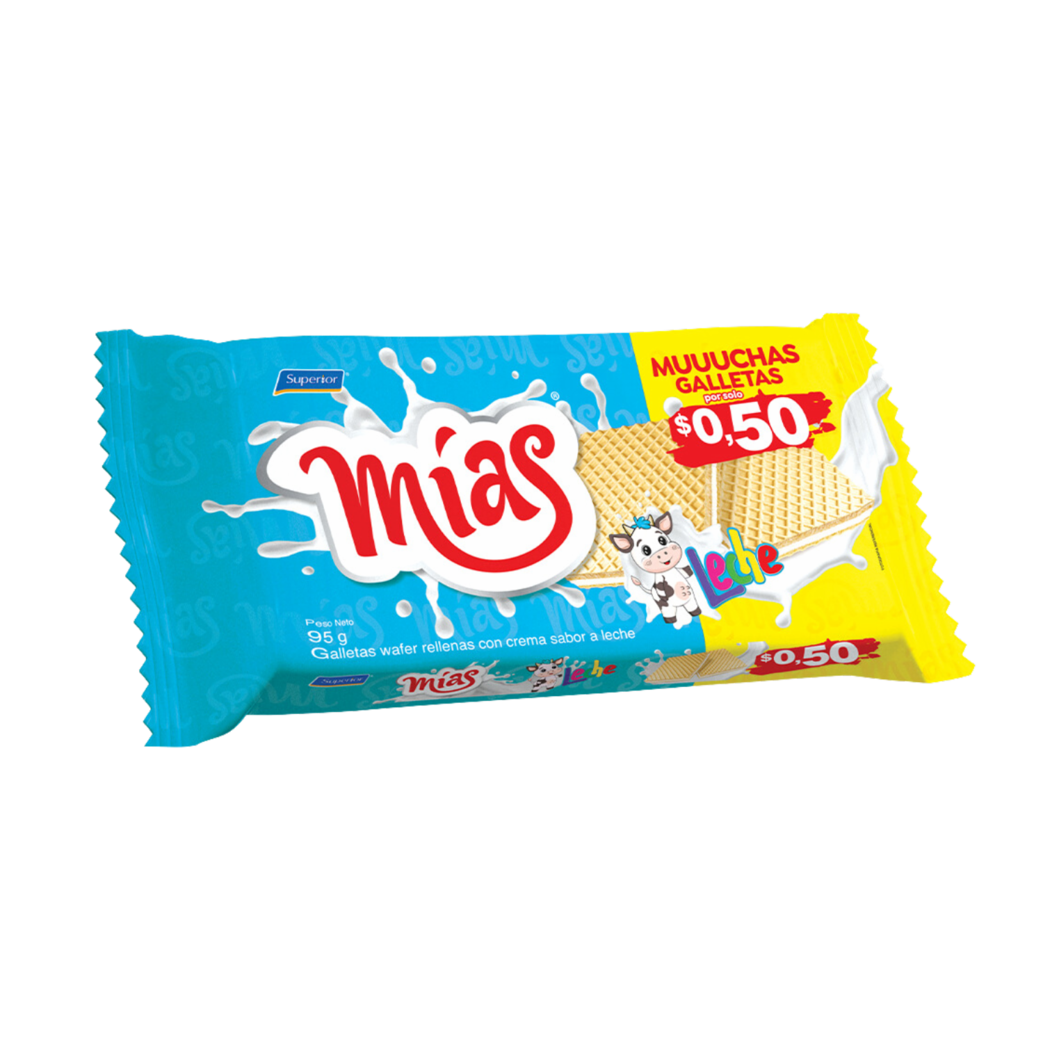 Galletas Dulces Waffer Con Crema Sabor A Leche MÍAS 95  G