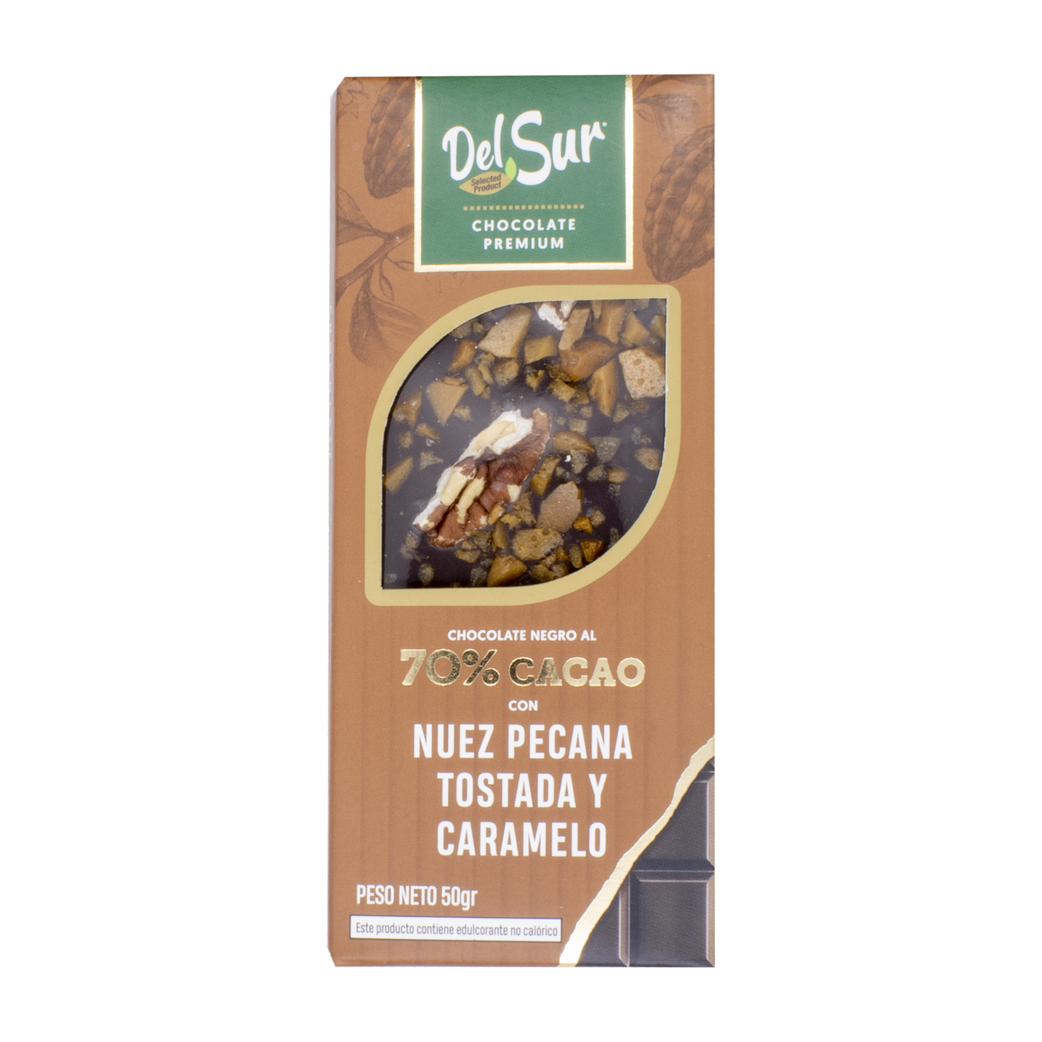 Chocolate Con Nueces Pecanas Y Caramelo DEL SUR 50 G