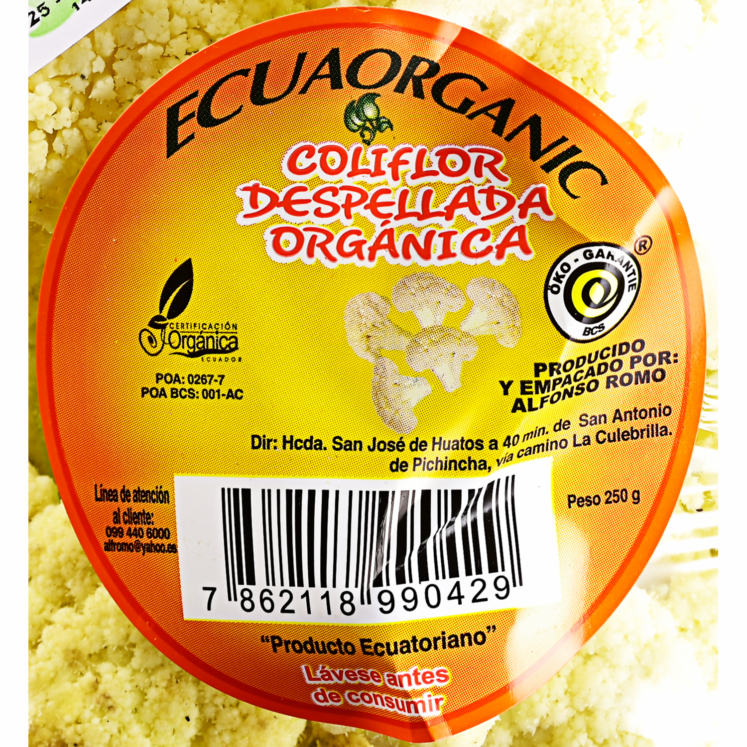 Coliflor Despellada ECUAORGANIC 250 g