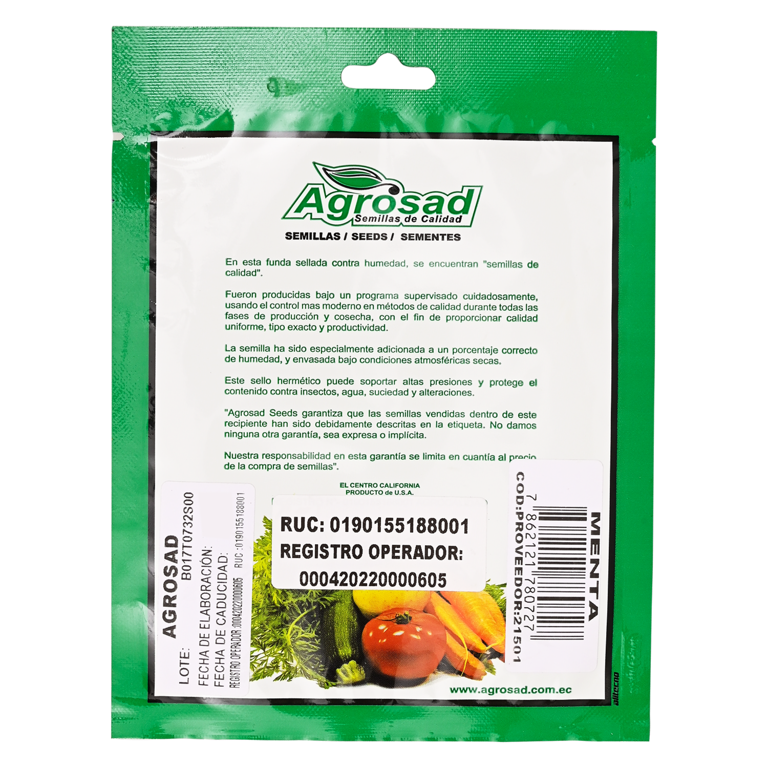 Semillas De Menta AGROSAD 0.03 g
