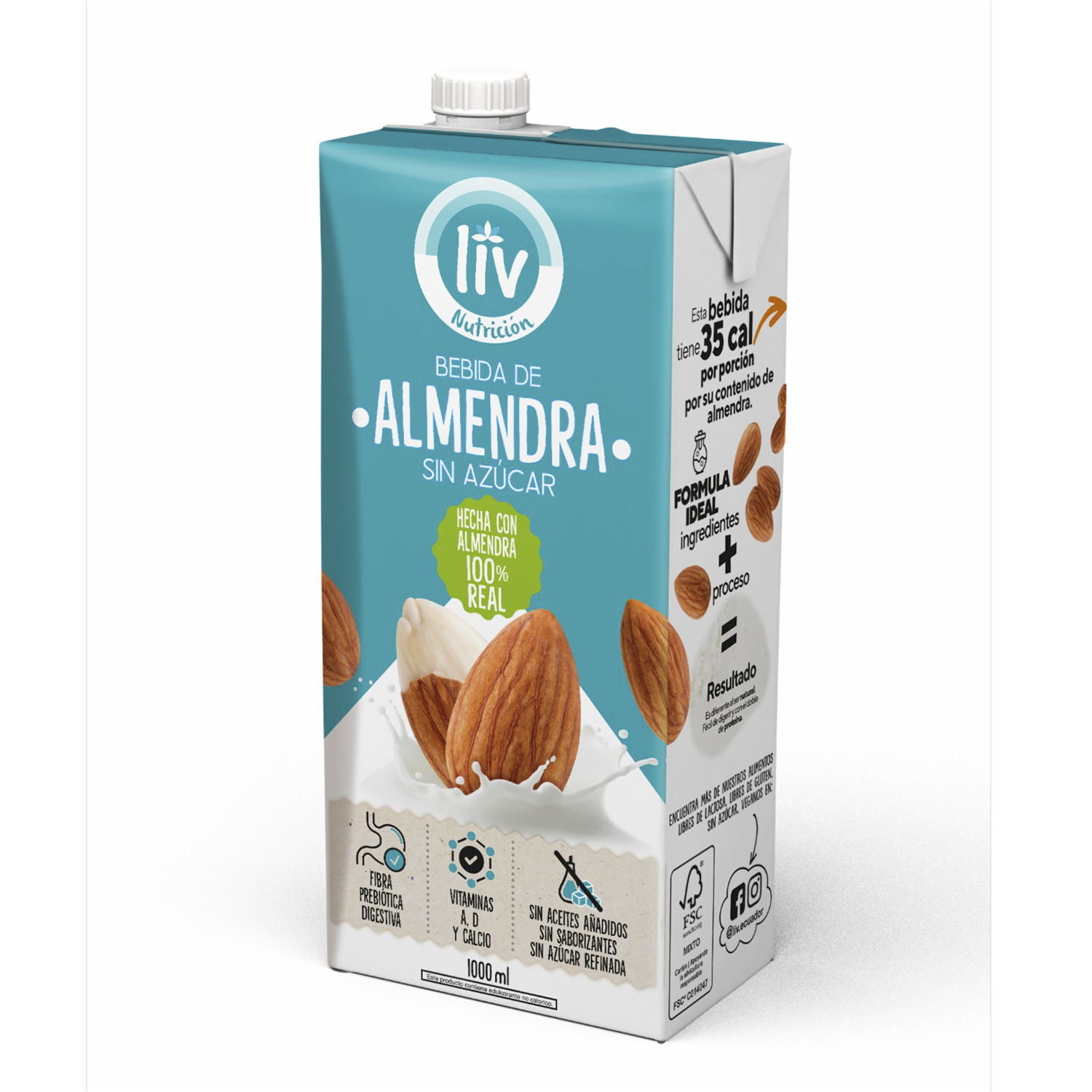 Bebida De Almendras Sin Azúcar LIV 1000 Ml