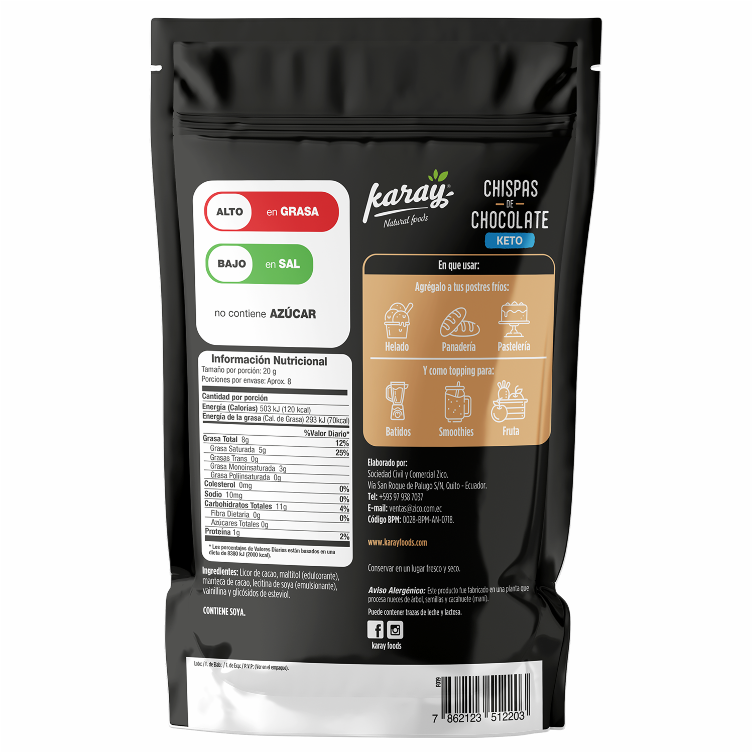 Chispas De Chocolate Keto KARAY 200 G
