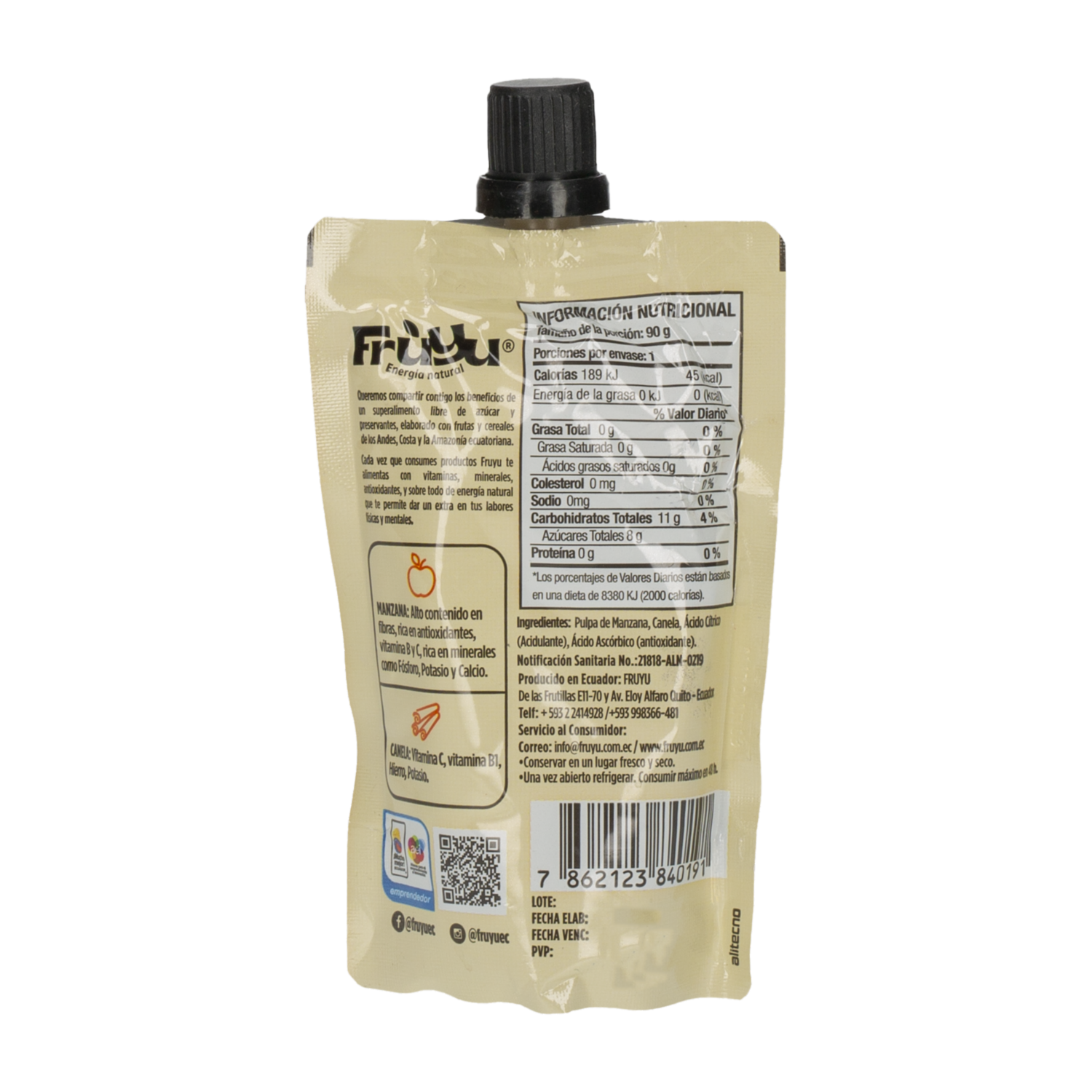 Pure De Manzana Y Canela FRÚYU 90 g