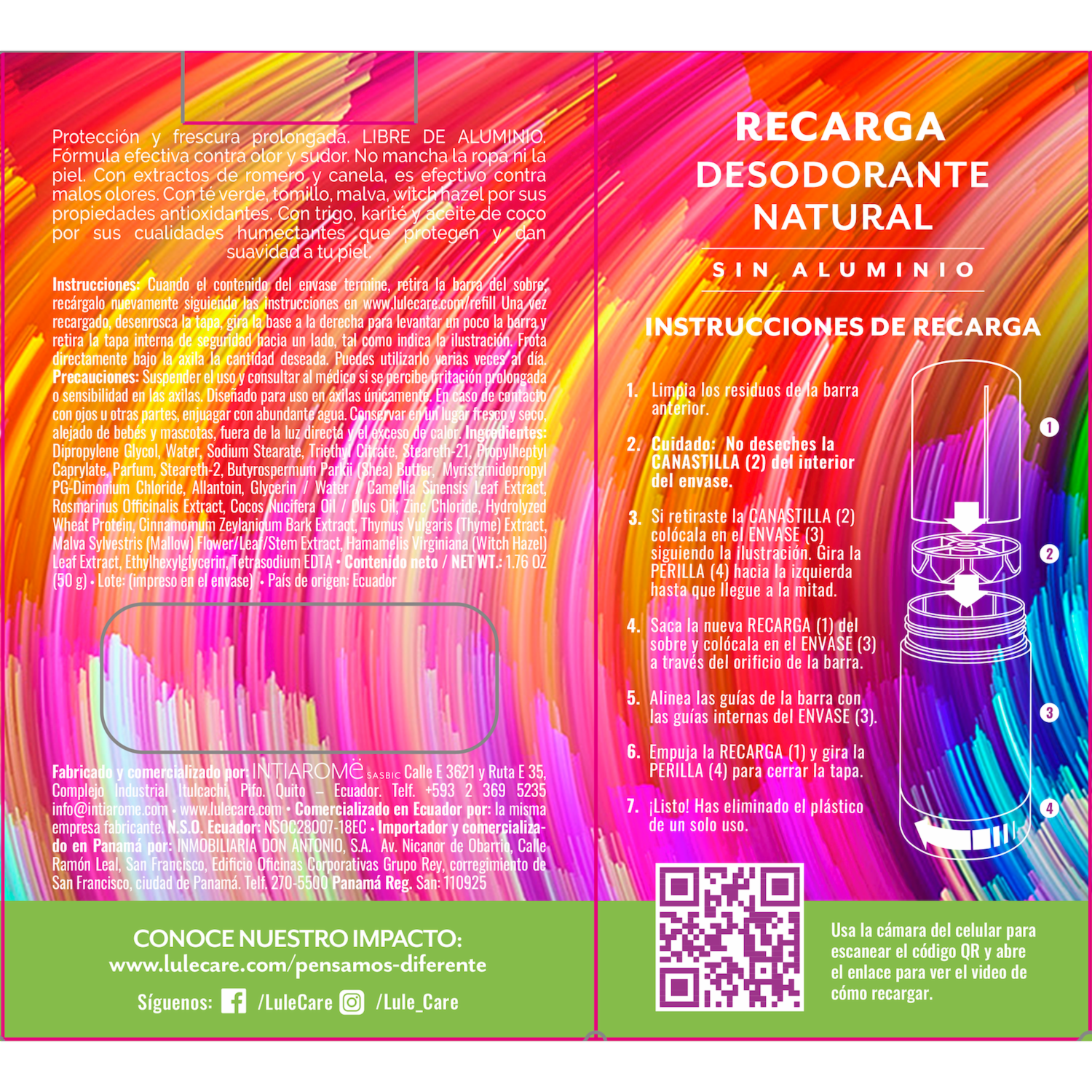 Desodorante En Barra Infantil  Natural Sin Aluminio Nature´s Spirit Recarga LULË KÏDS 50 G