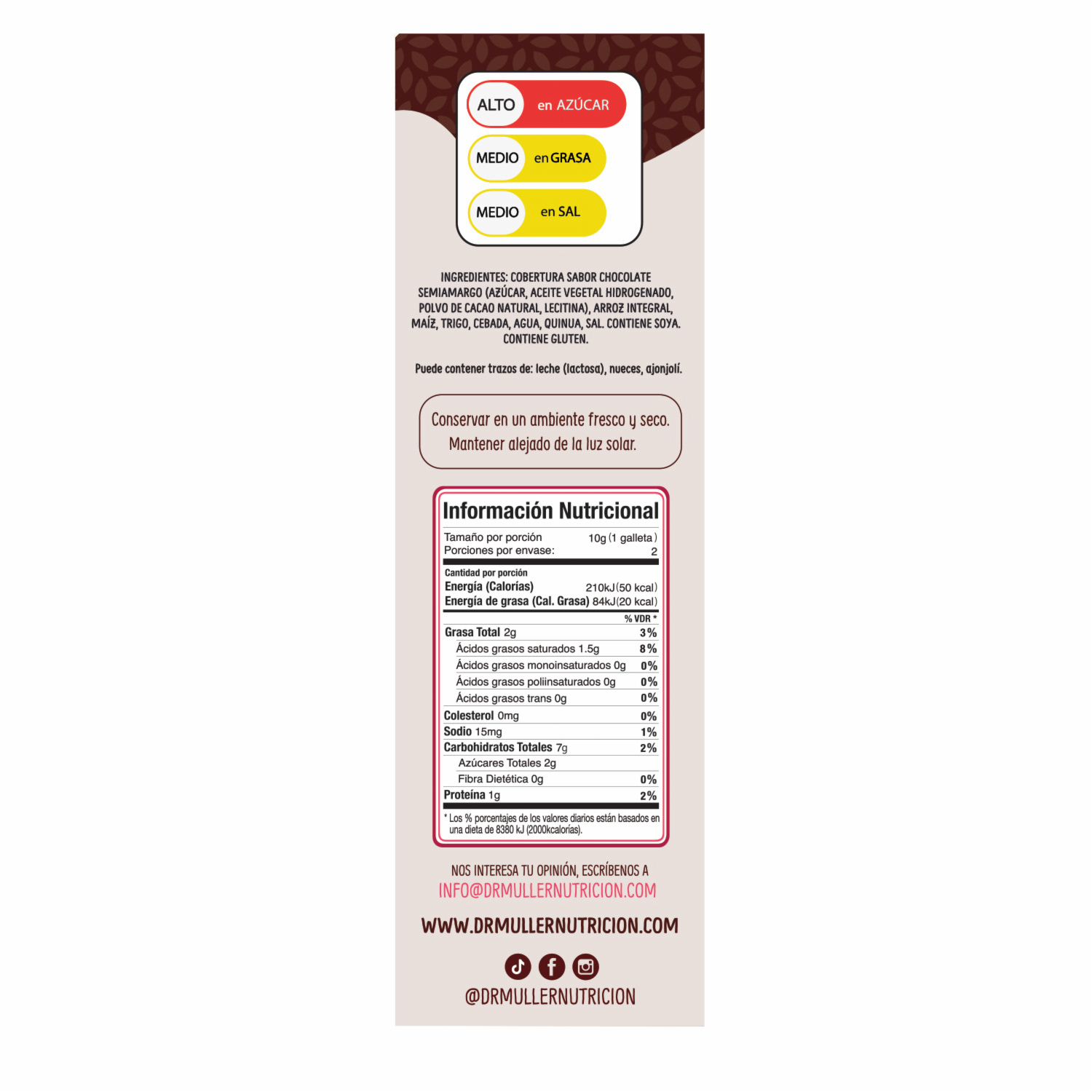 Galletas De Multicereal Con Chocolate Semiamargo DR. MÜLLER 80 G