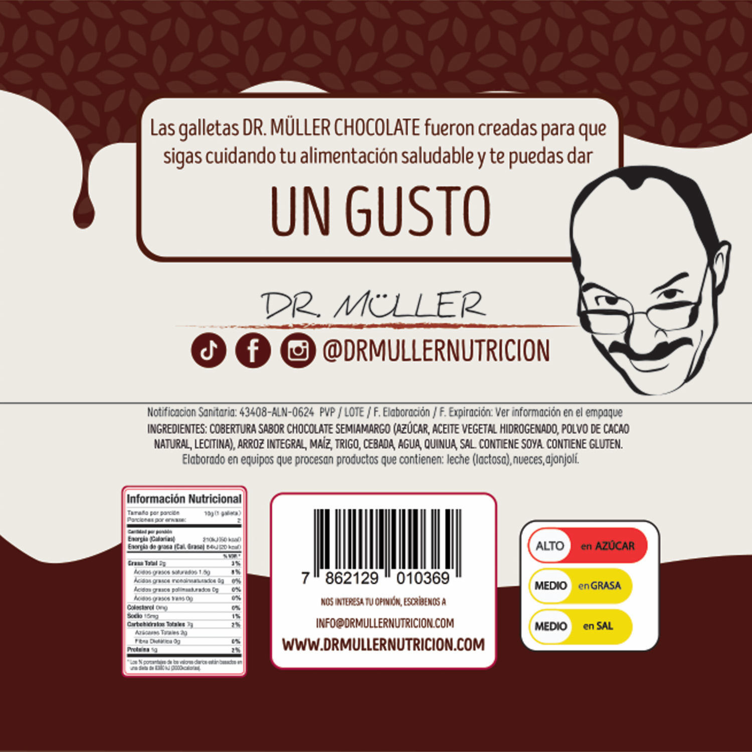 Galletas De Multicereal Con Chocolate Semiamargo DR. MÜLLER 80 G