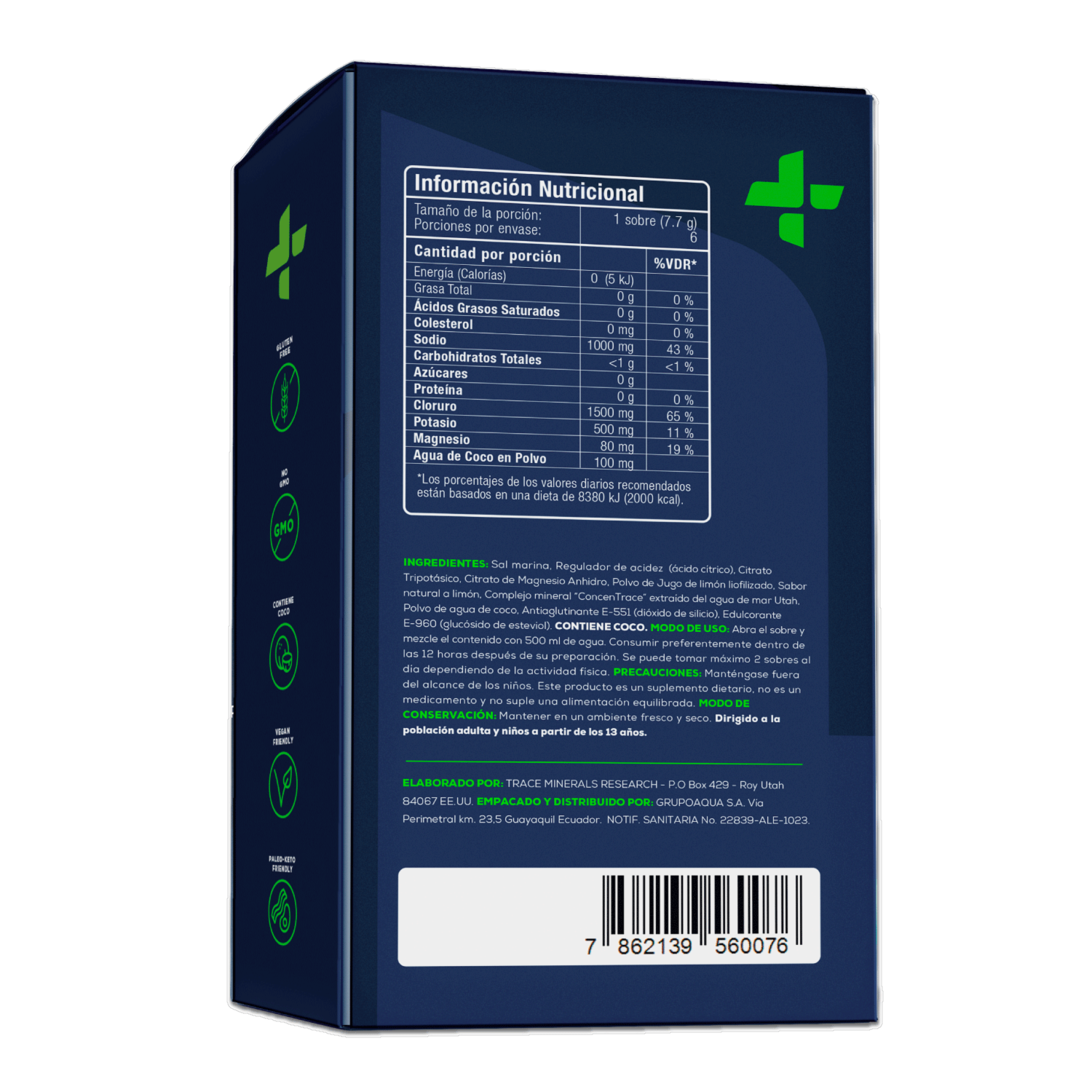 Suplemento Nutricional Hidratante En Polvo Sabor A Limón PLUS ELECTROLYTES 6 Sobres X 7,7 G
