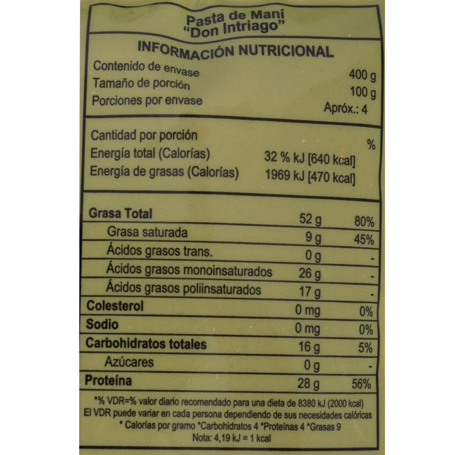 Maní En Pasta DON INTRIAGO 400 G