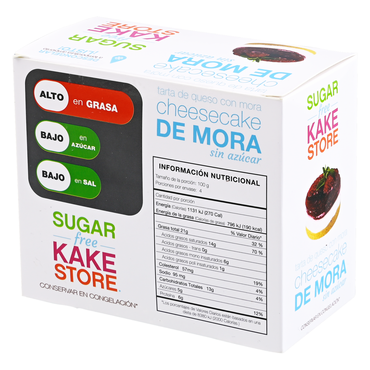 Cheese Cake De Mora Sin Azúcar SUGAR KAKE STORE 4 X 100 G