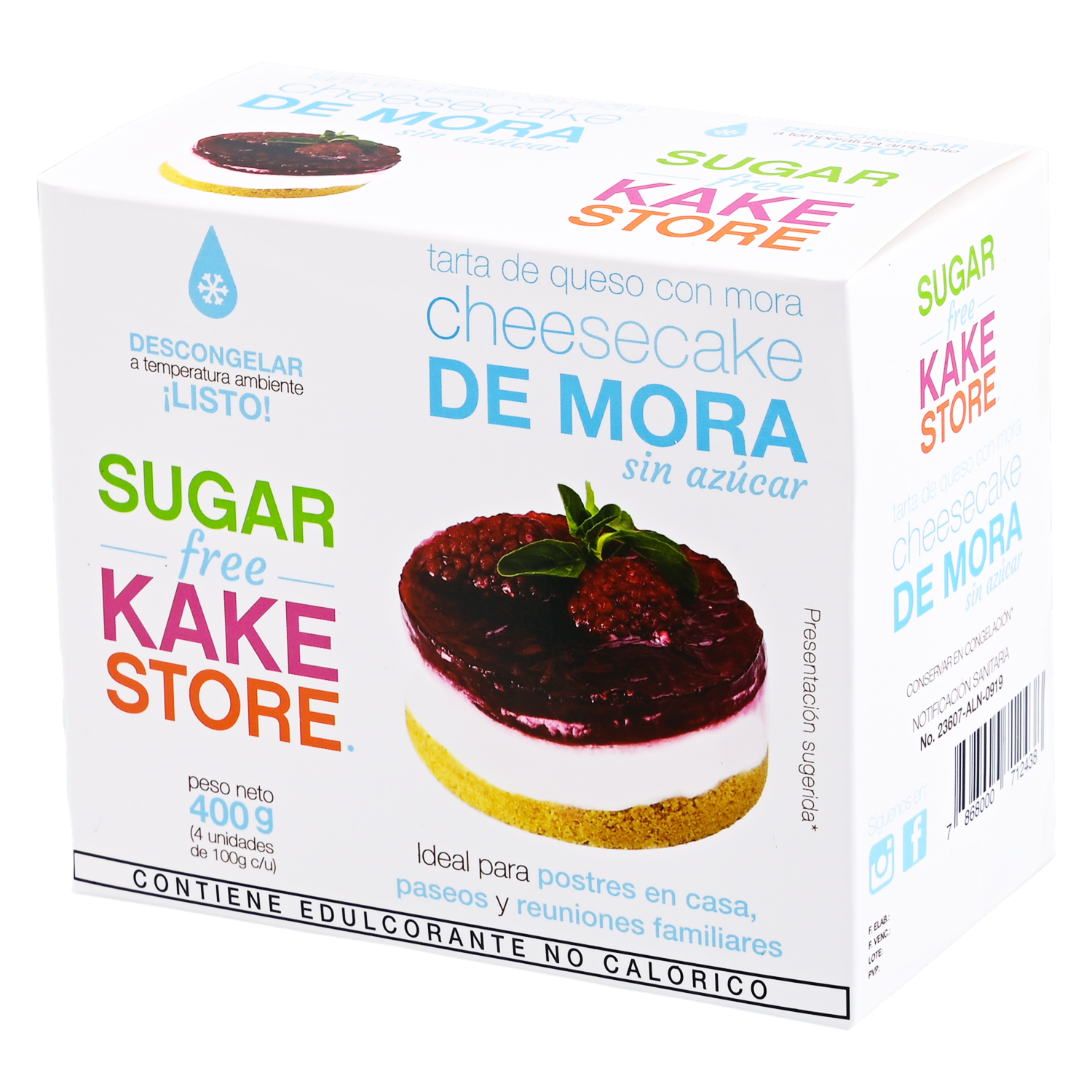 Cheese Cake De Mora Sin Azúcar SUGAR KAKE STORE 4 X 100 G