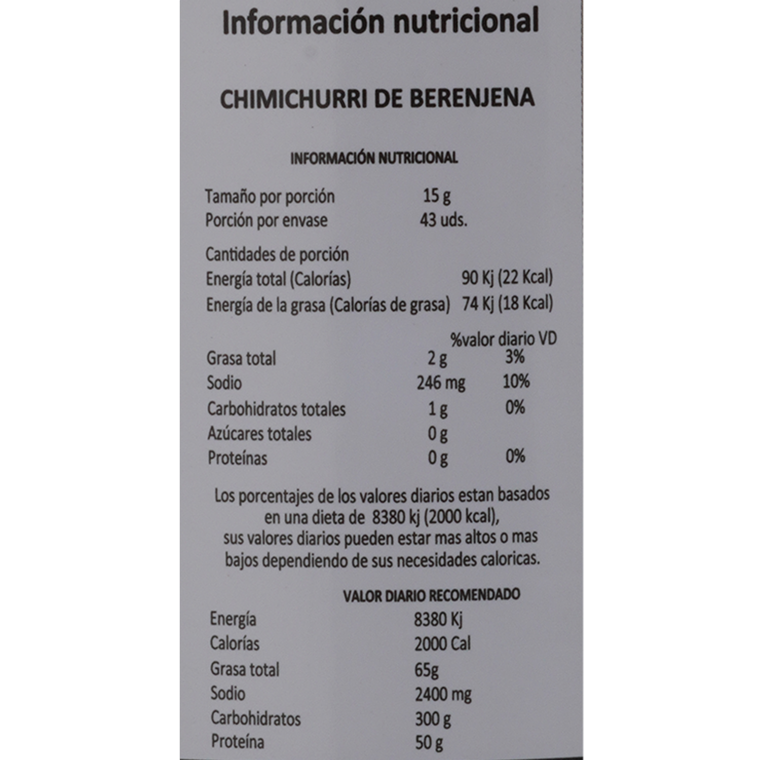 Chimichurri De Berenjena BON APPETIT 640 G