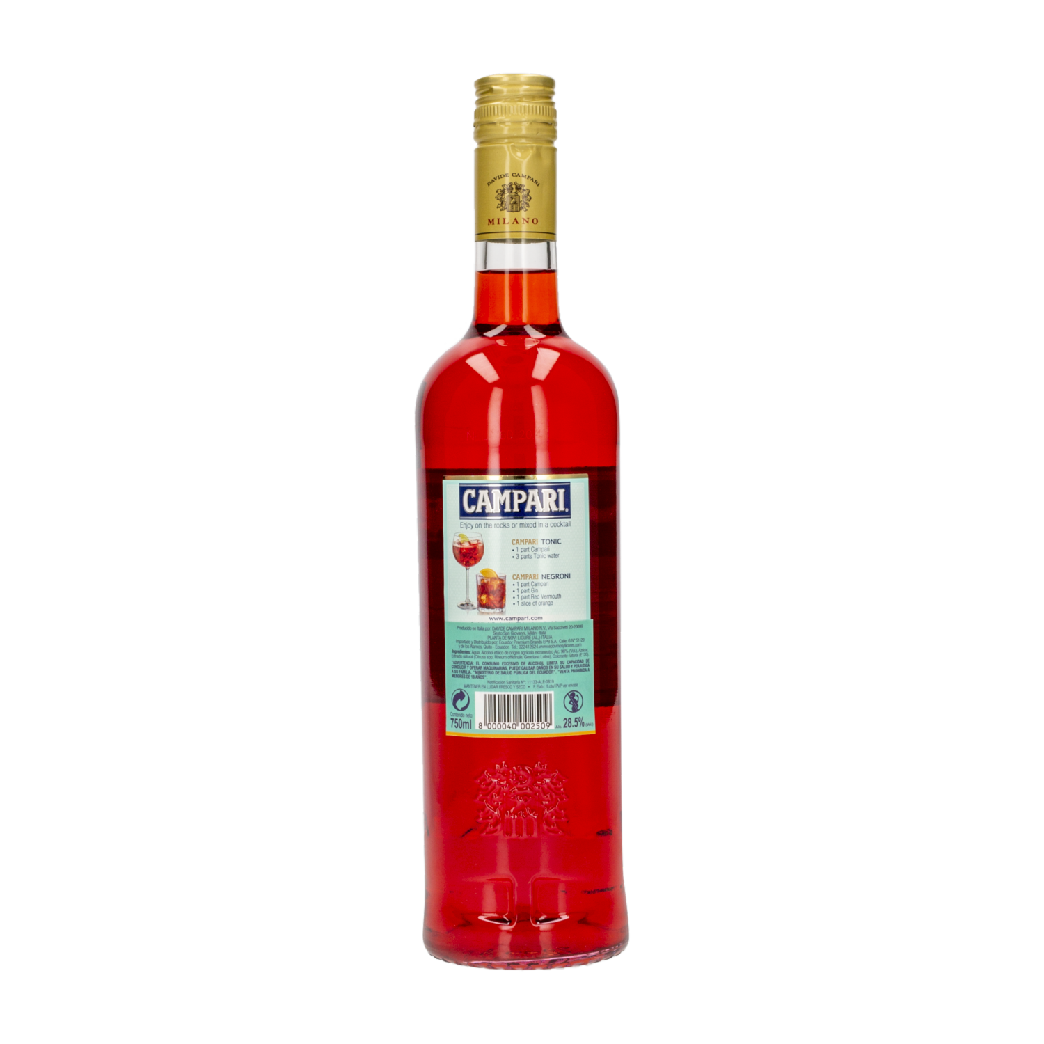 Bebida Destilada Tipo Aperitivo CAMPARI 750 ML